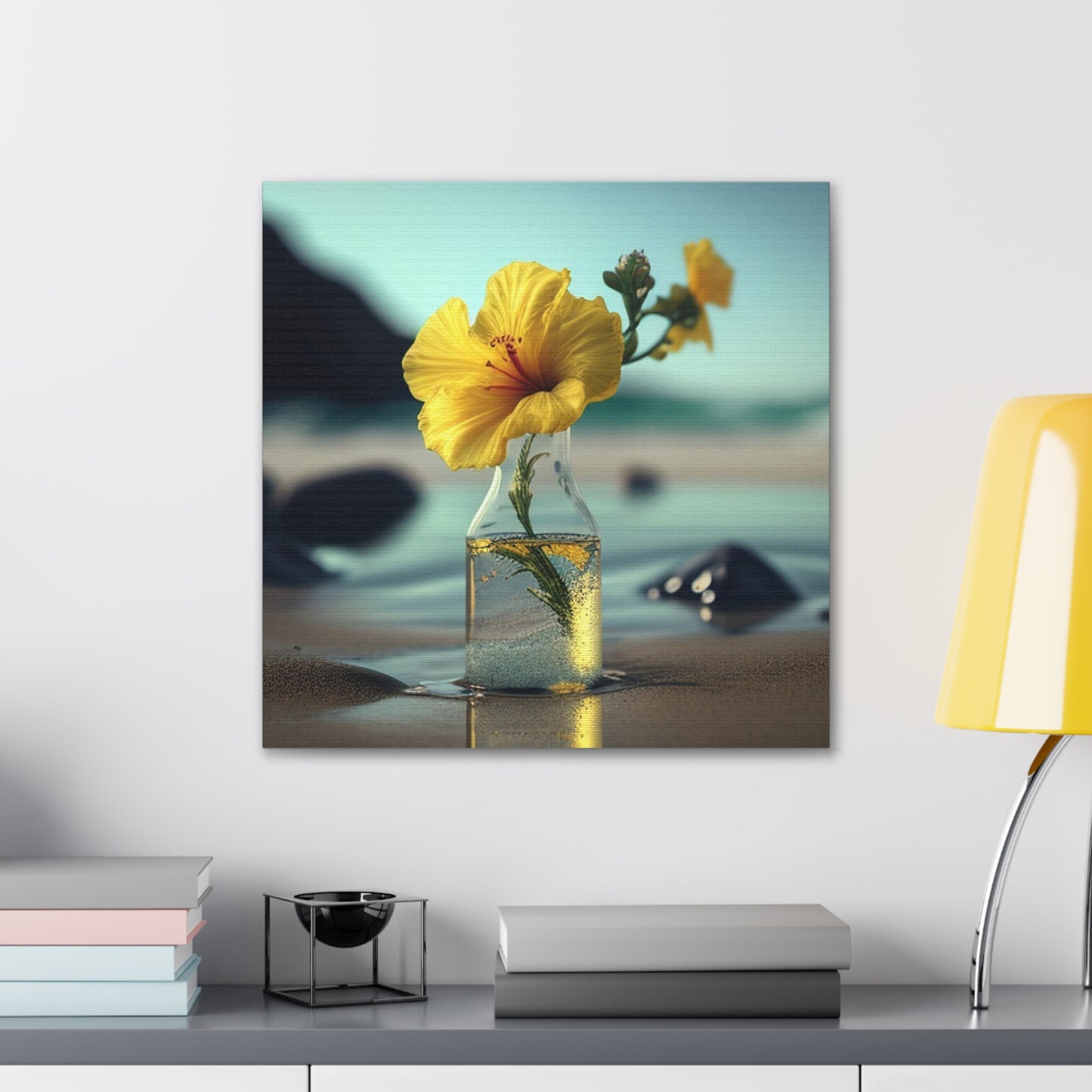 Canvas Gallery Wraps Yellow Hibiscus glass 3