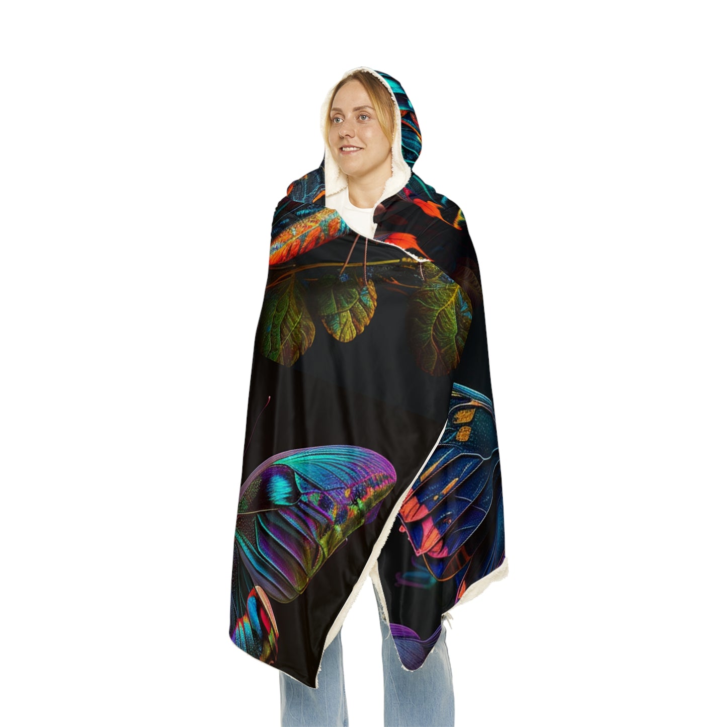 Snuggle Hooded Blanket Hue Neon Butterfly 5