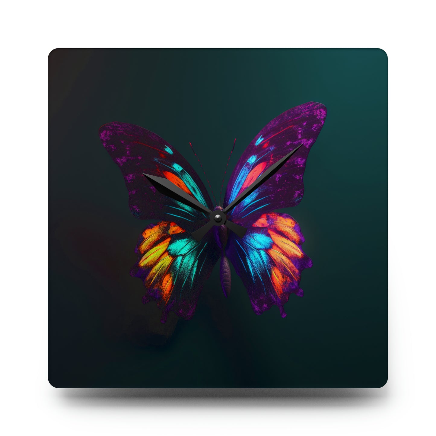 Acrylic Wall Clock Hyper Colorful Butterfly Purple 1