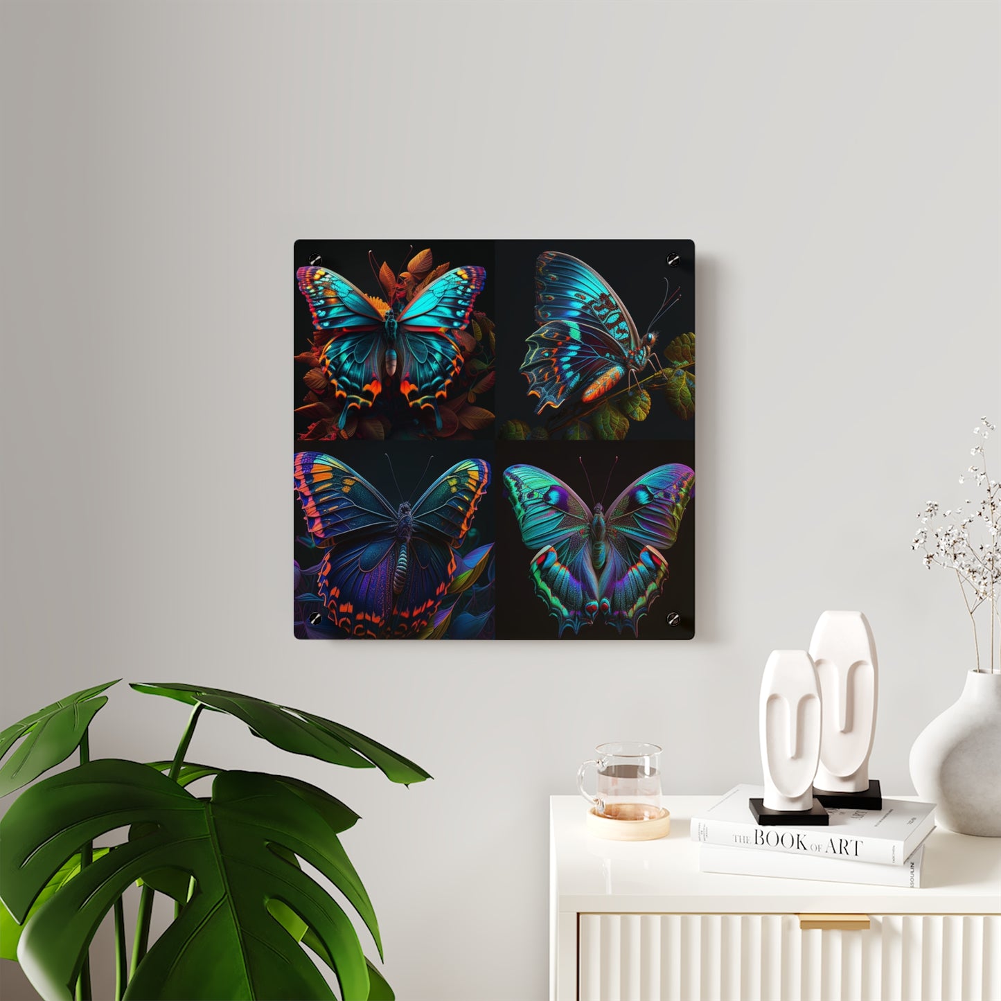 Acrylic Wall Art Panels Hue Neon Butterfly 5