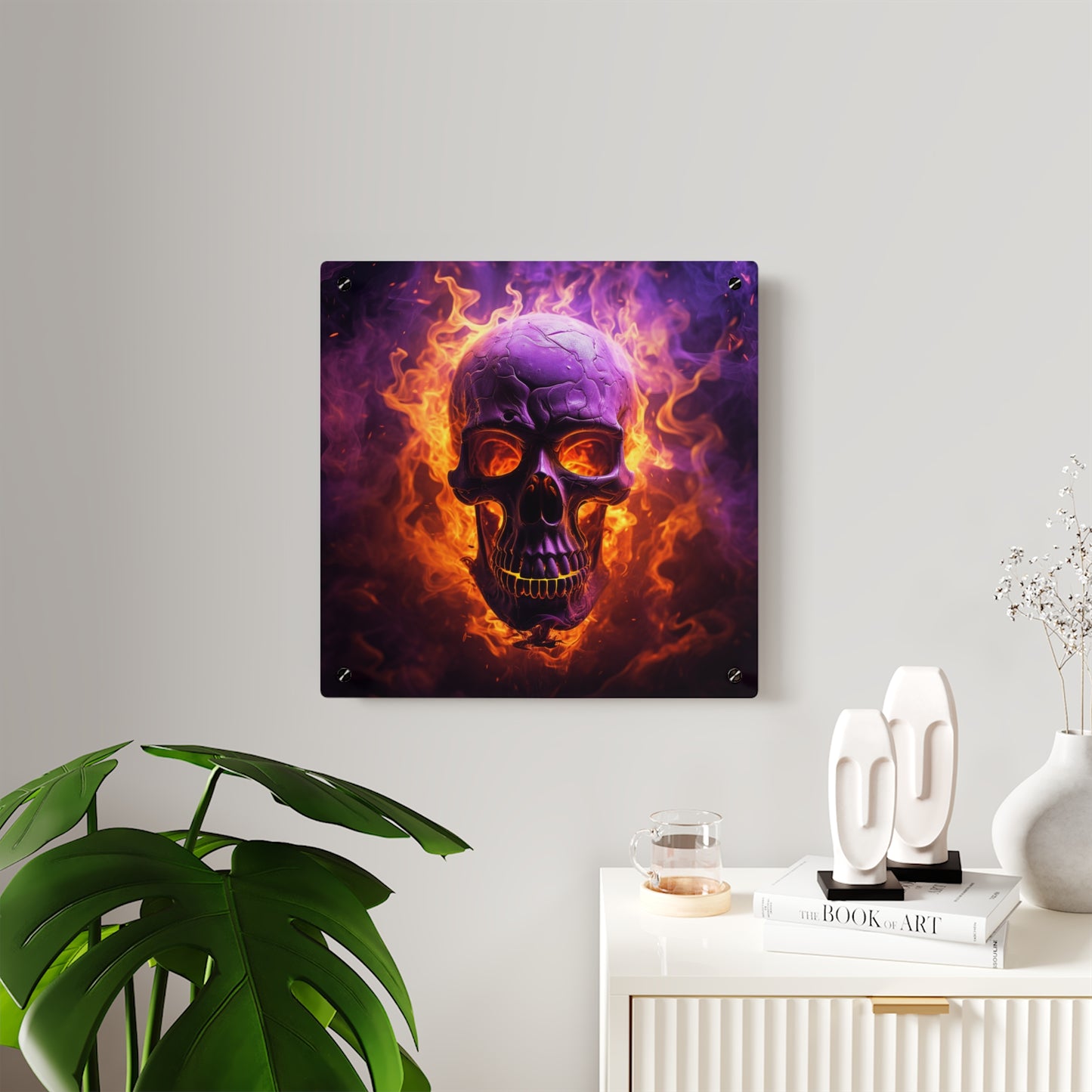 Acrylic Wall Art Panels Skull Flames 3