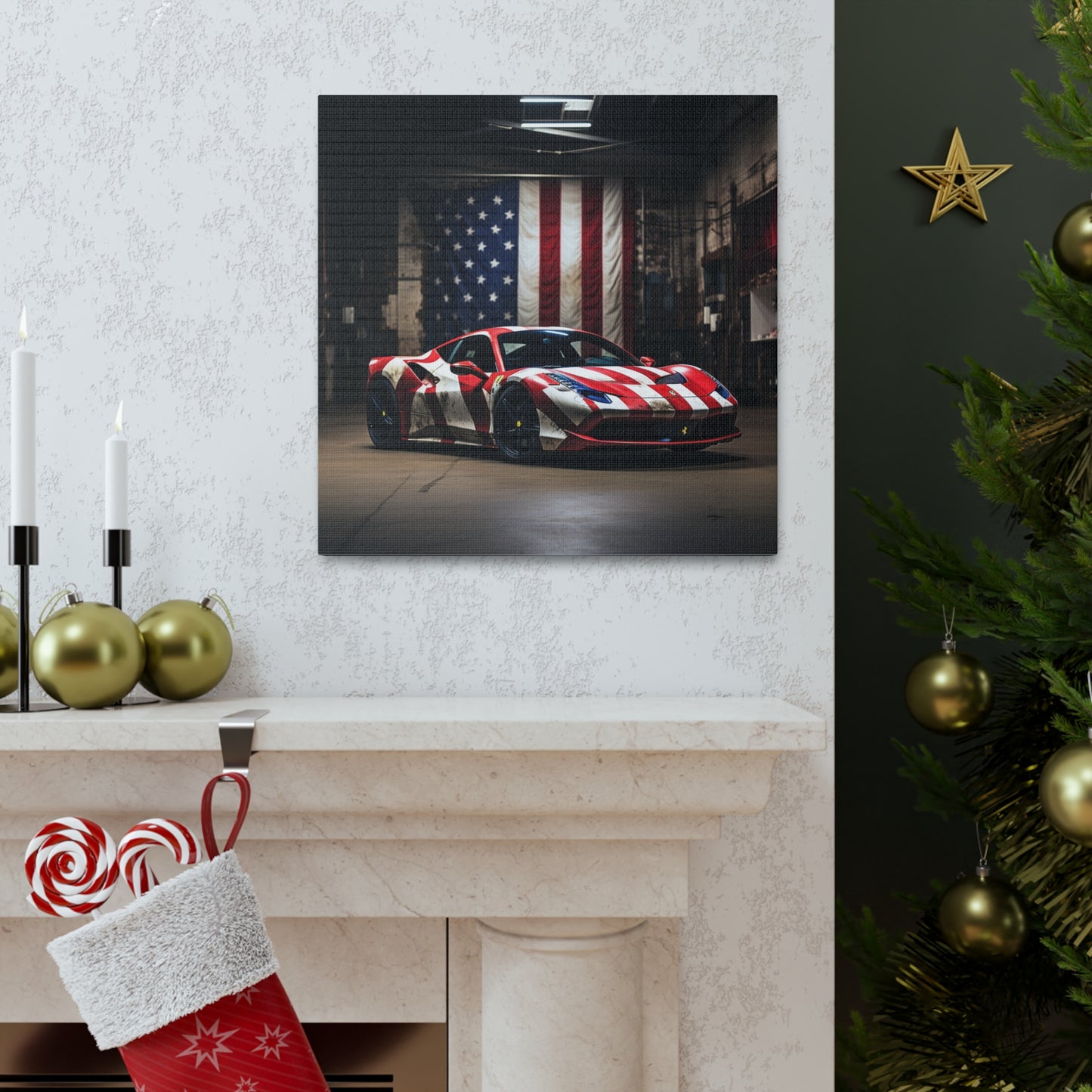 Canvas Gallery Wraps American Flag Farrari 2