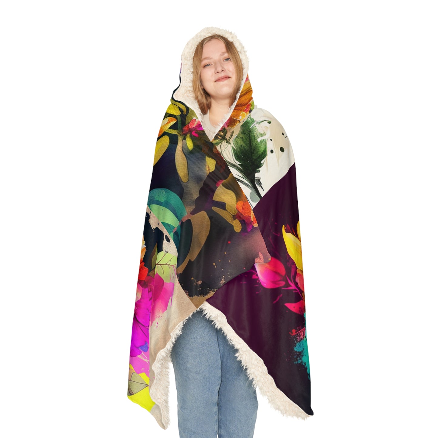 Snuggle Hooded Blanket Bright Spring Flowers 5