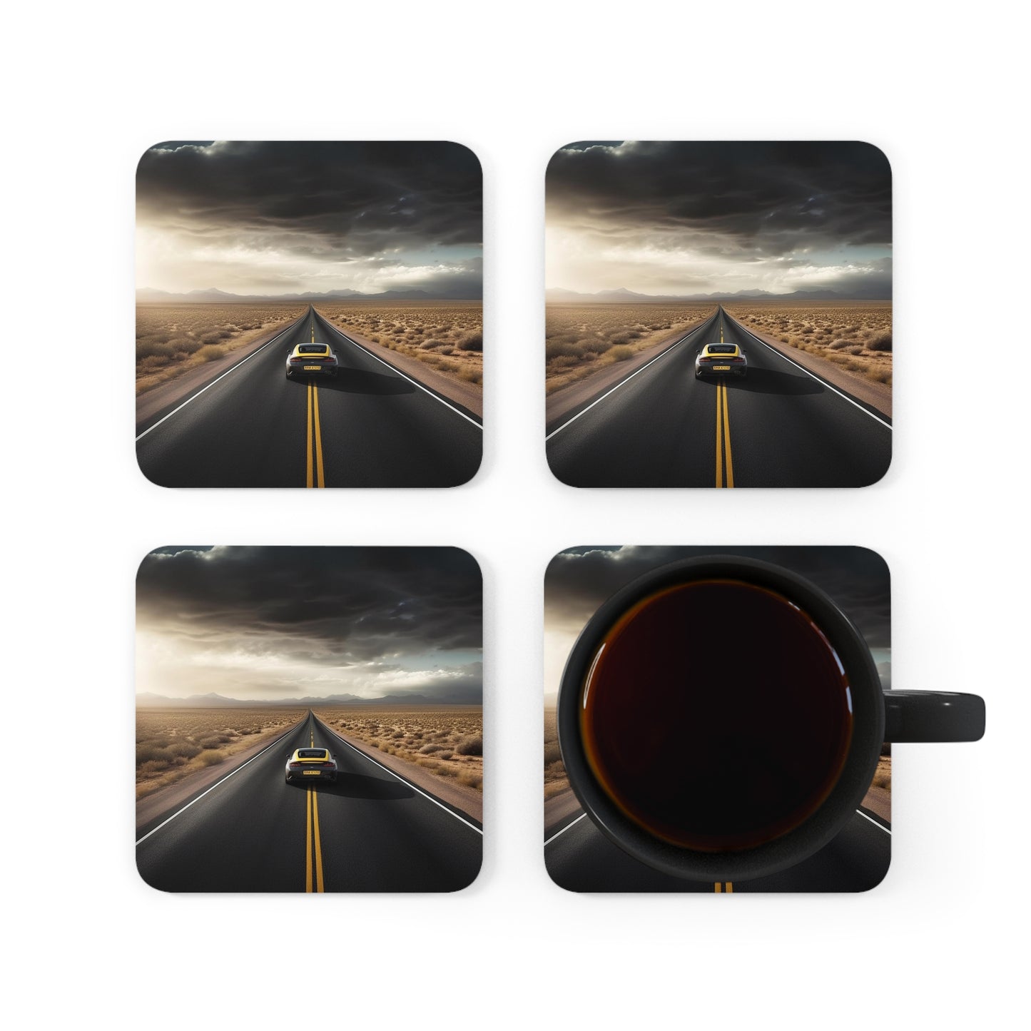 Corkwood Coaster Set Ferrari Road 2