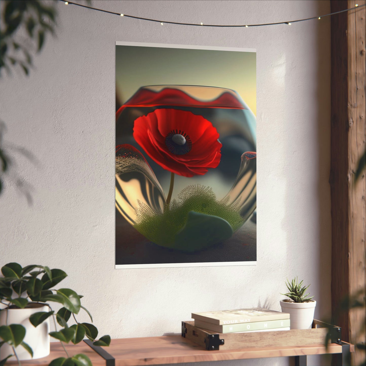 Premium Matte Vertical Posters Red Anemone in a Vase 3