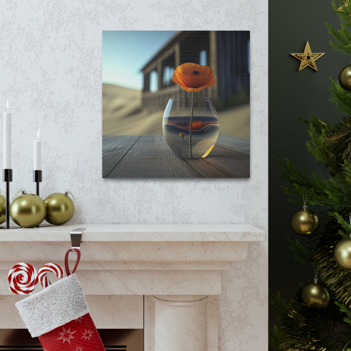 Canvas Gallery Wraps Poppy in a Glass Vase 4