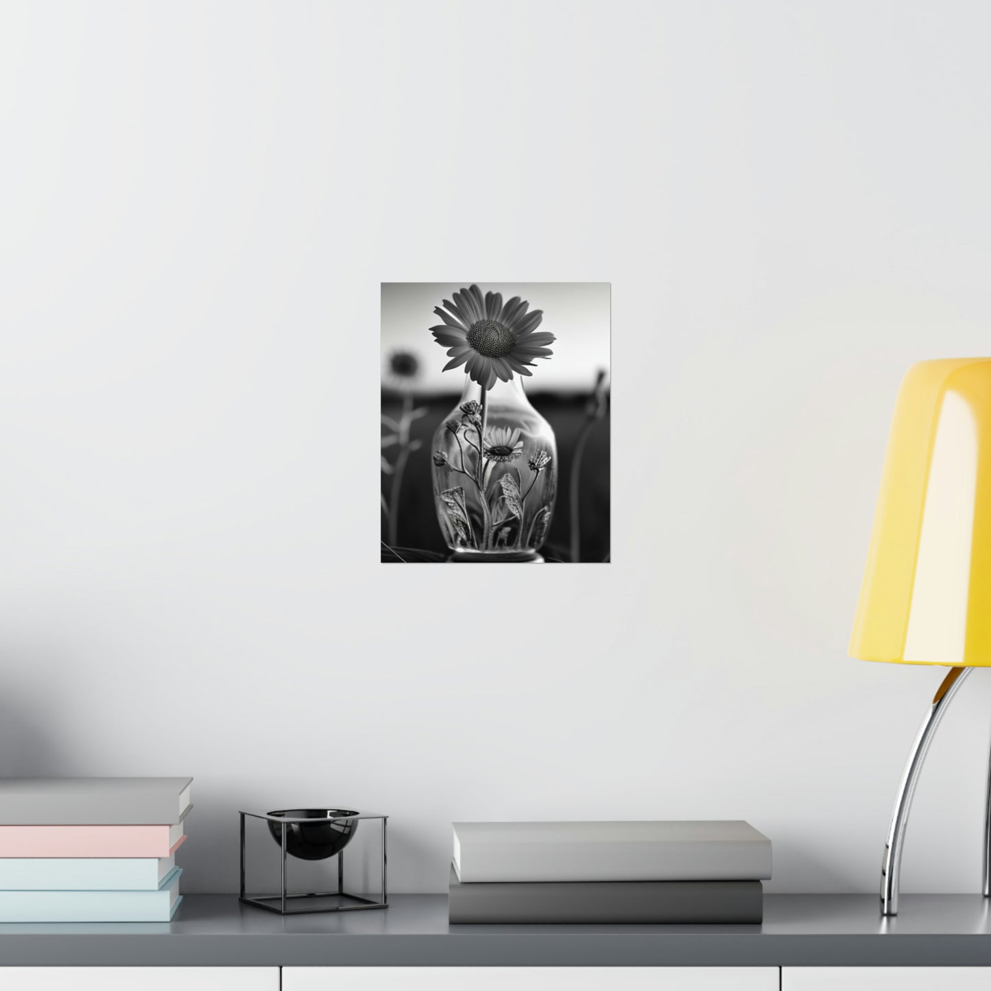 Premium Matte Vertical Posters Yellw Sunflower in a vase 2