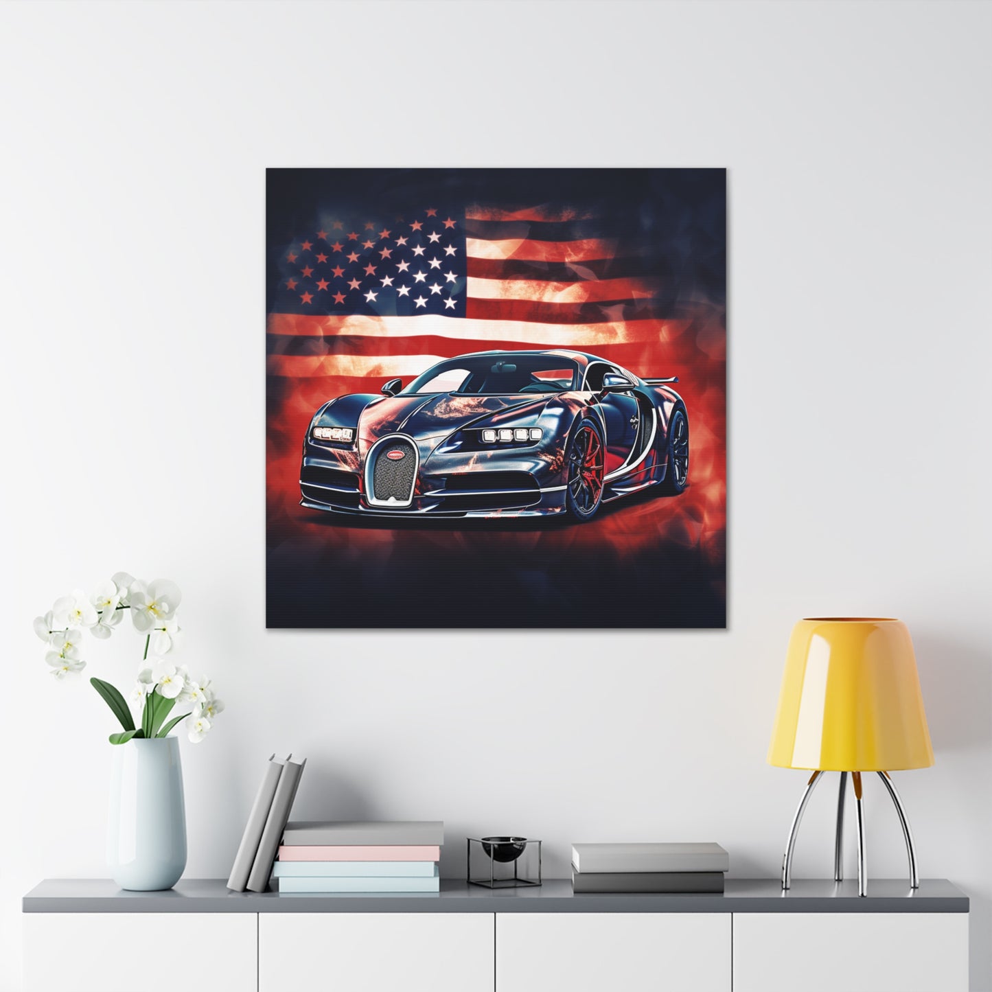 Canvas Gallery Wraps Abstract American Flag Background Bugatti 4