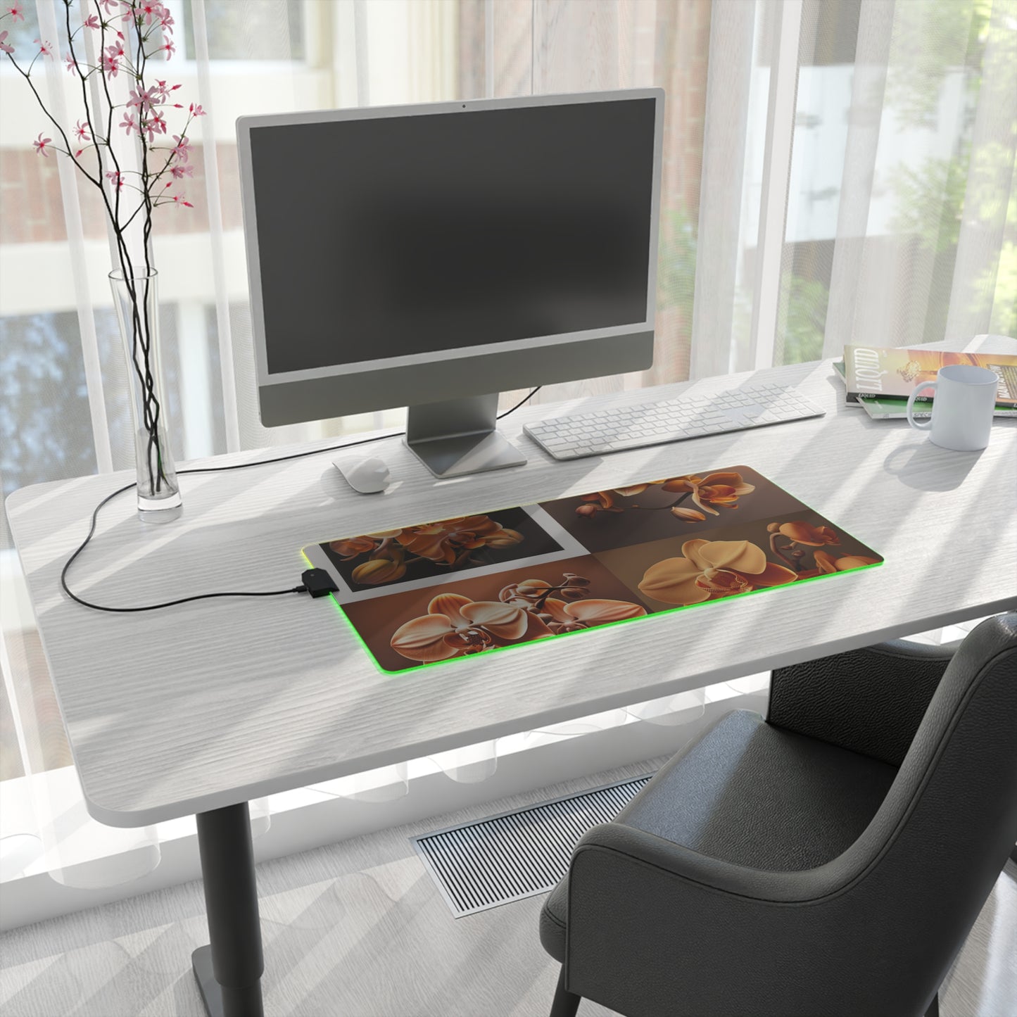 LED Gaming Mouse Pad orchid pedals 5