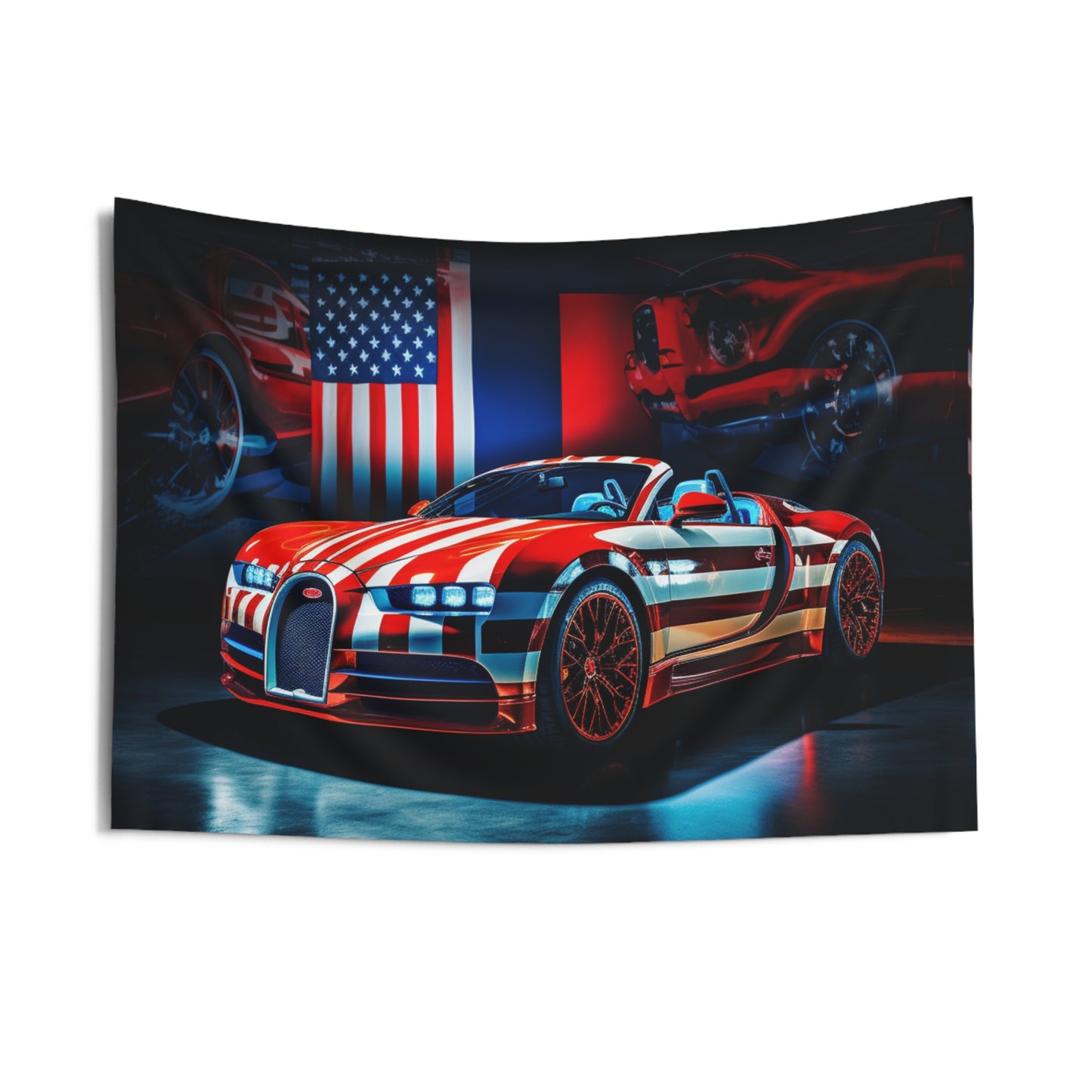 Indoor Wall Tapestries Macro Bugatti American Flag 2