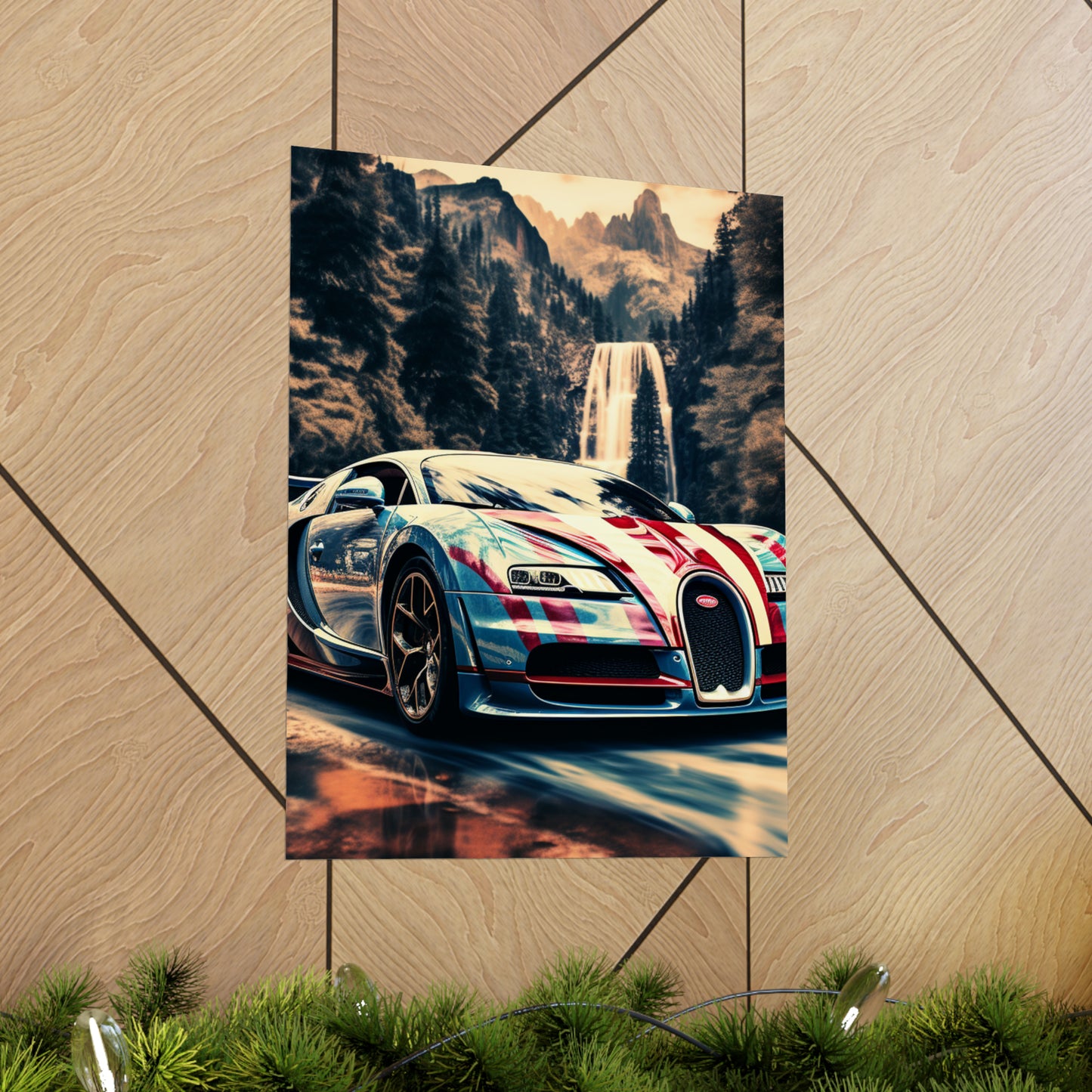 Premium Matte Vertical Posters Bugatti Waterfall 1