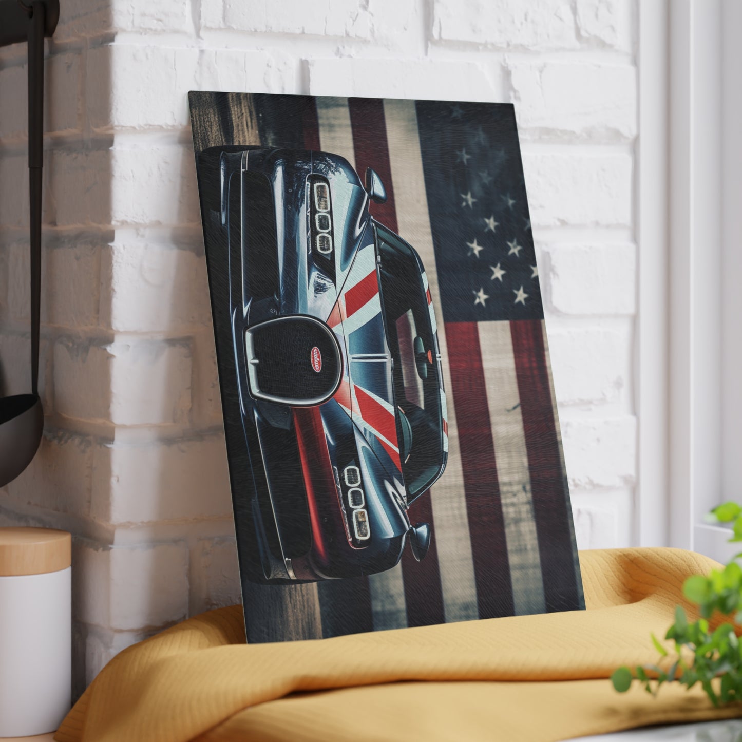 Glass Cutting Board Bugatti Flag 2