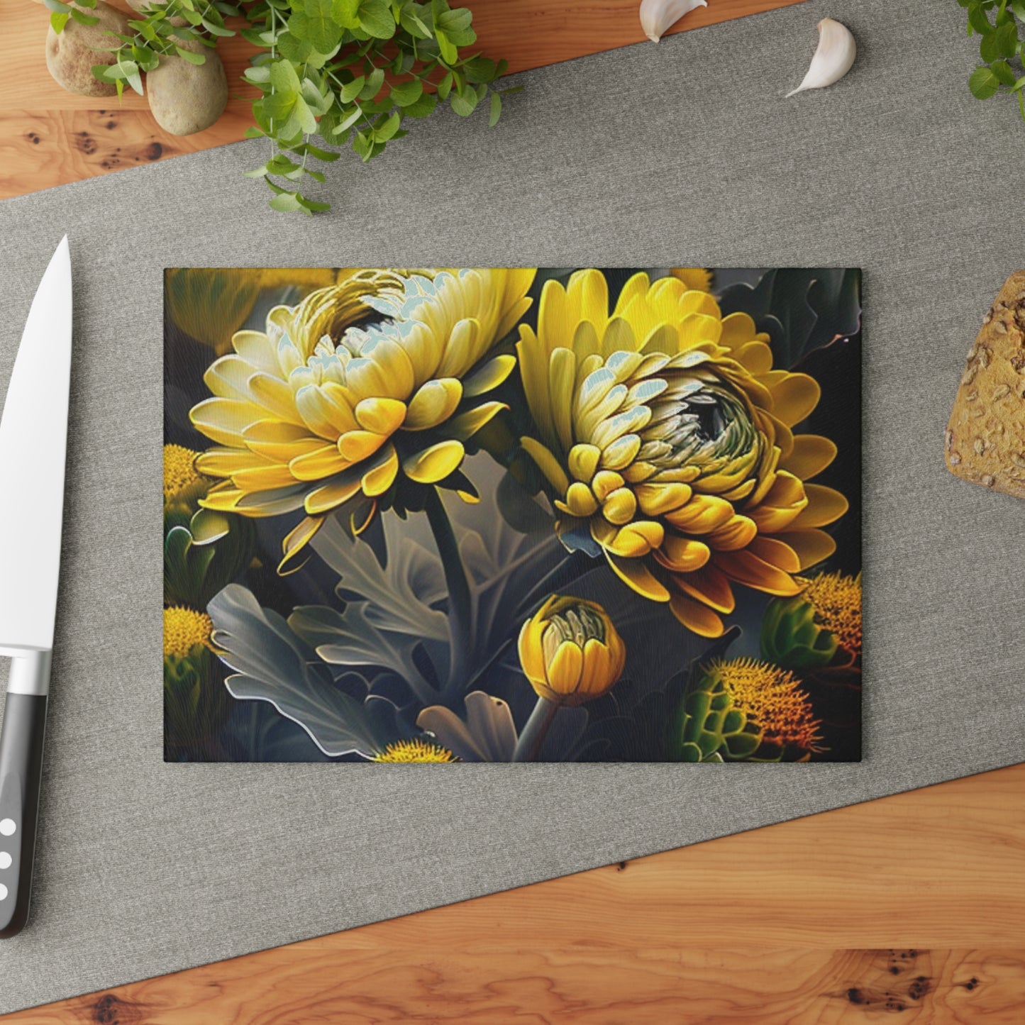 Glass Cutting Board Yellow Hermosas Flores Amarillas 2