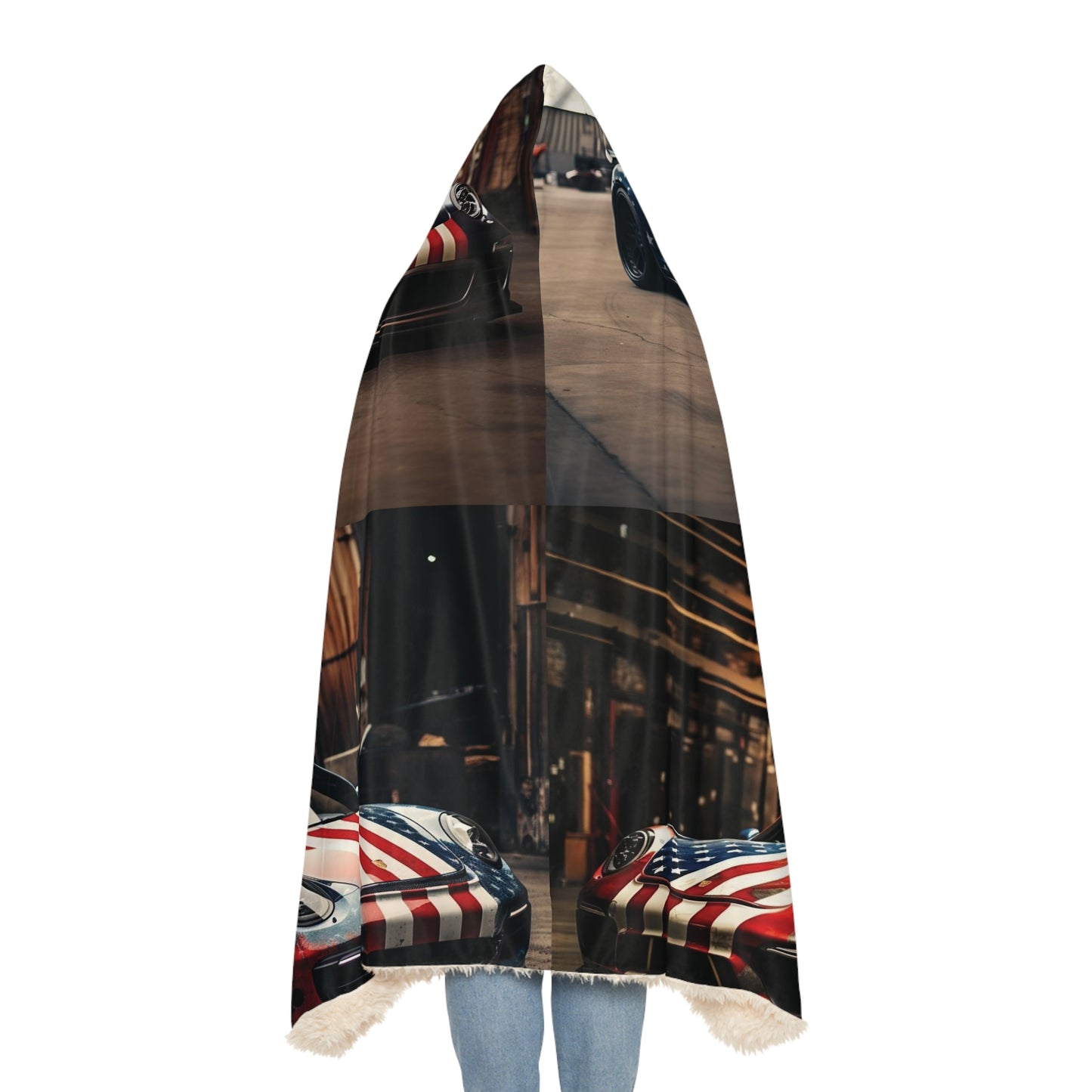 Snuggle Hooded Blanket American Flag Porsche 5