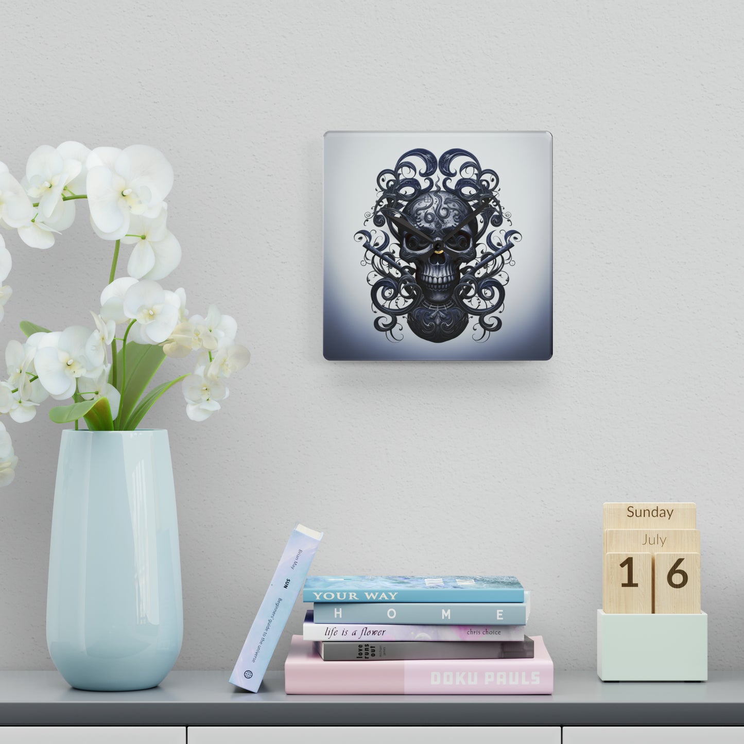 Acrylic Wall Clock Skull Treble Clef 1