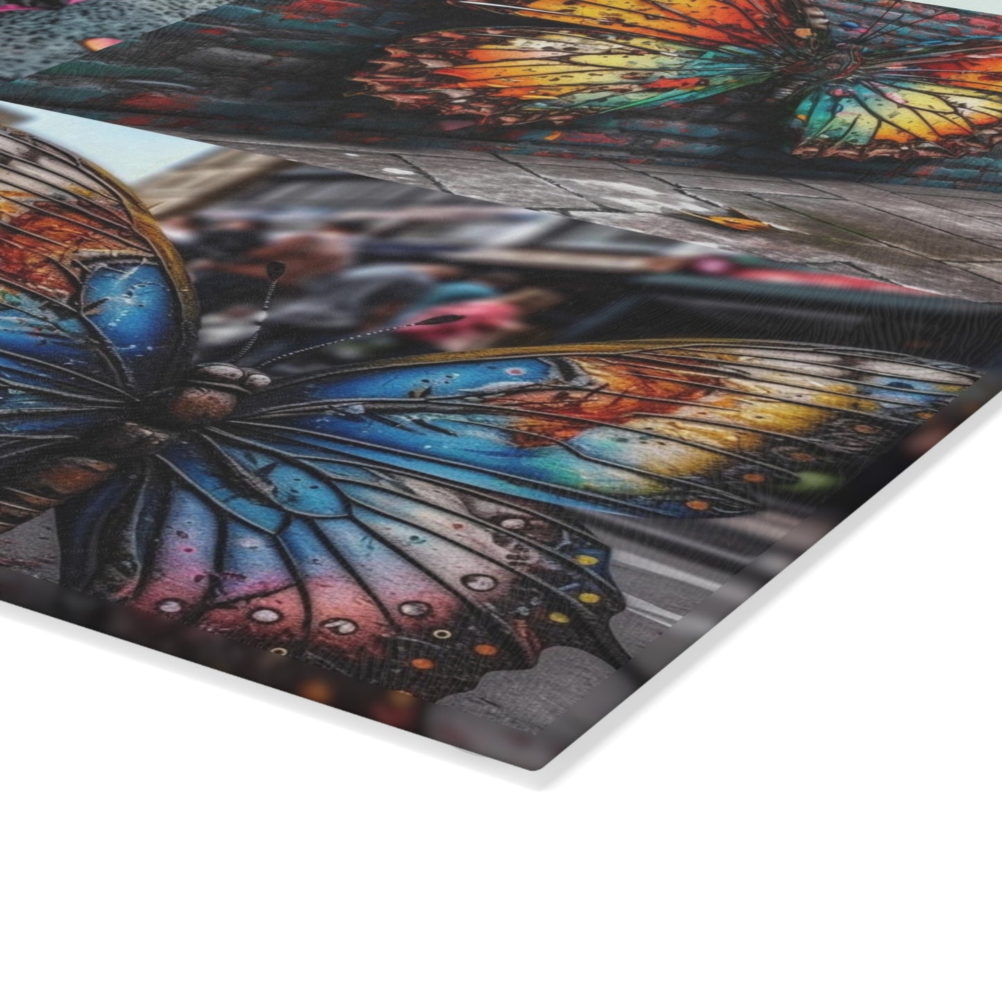 Glass Cutting Board Liquid Street Butterfly 5