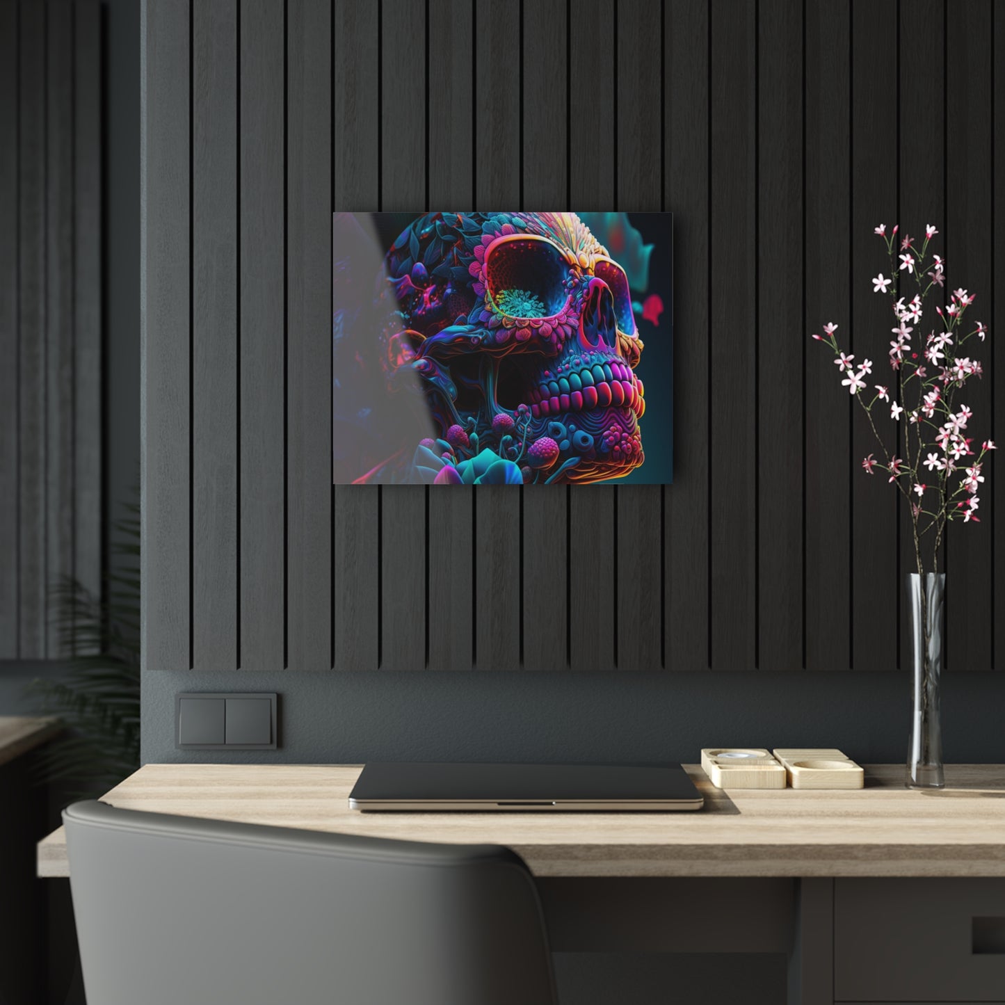 Acrylic Prints Florescent Skull Death 3