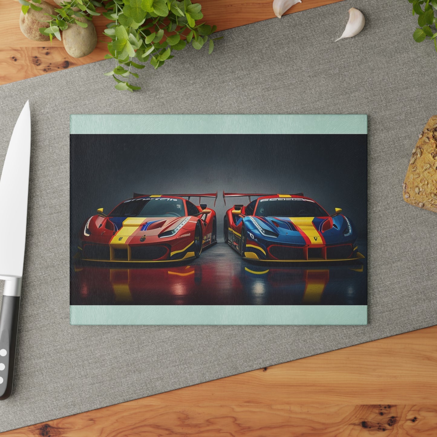 Glass Cutting Board Ferrari Red Blue 4