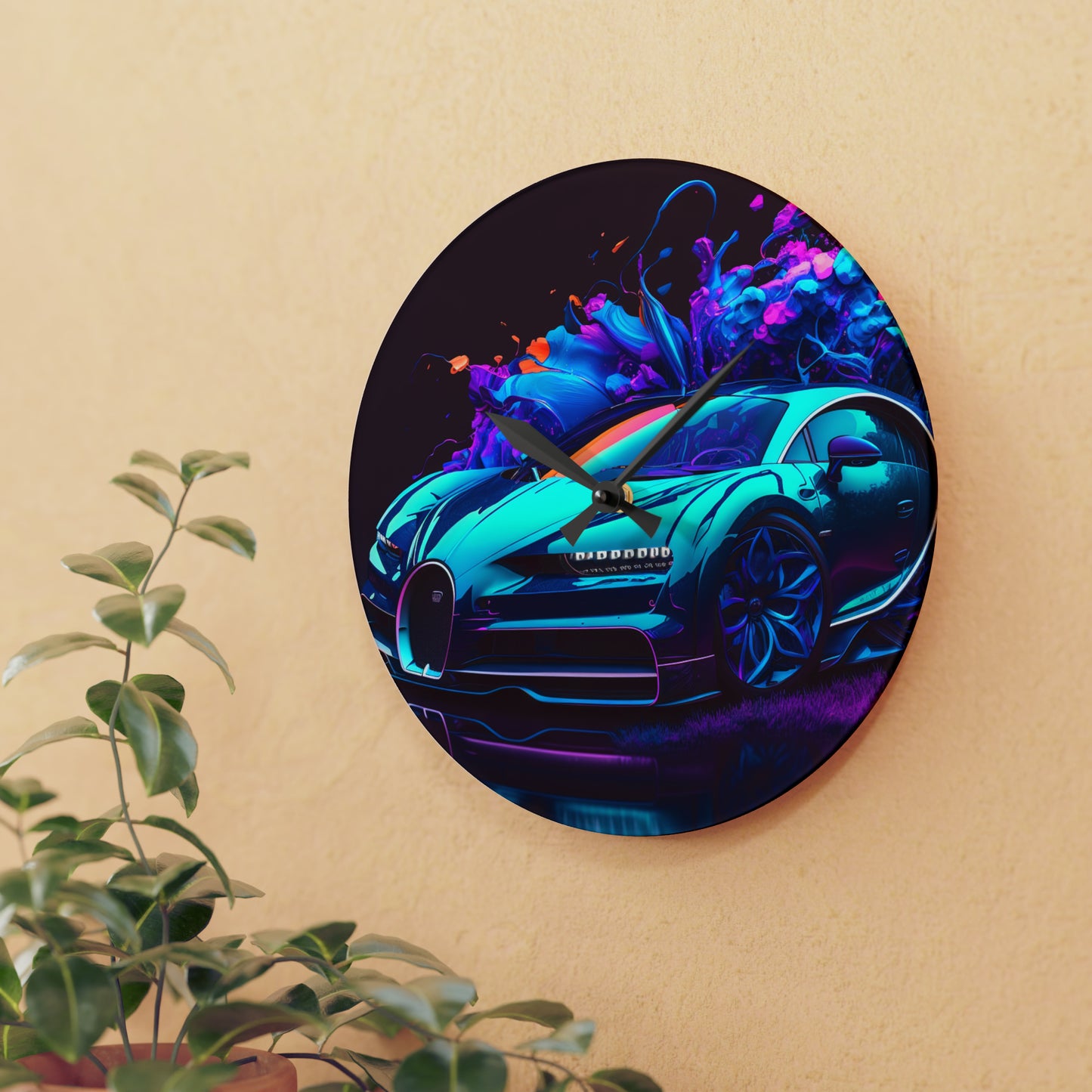 Acrylic Wall Clock Bugatti Neon Chiron 3