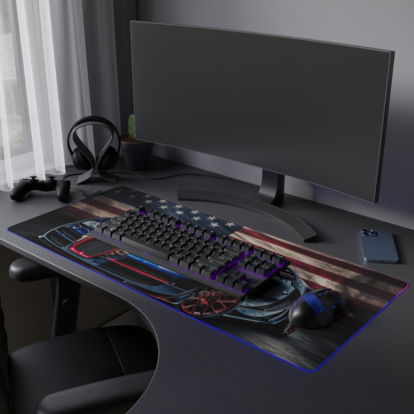 LED Gaming Mouse Pad Bugatti American Flag 4