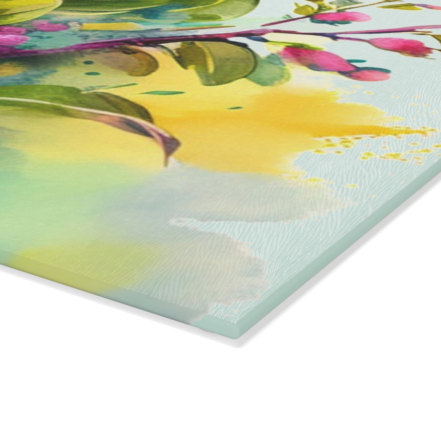 Glass Cutting Board Mother Nature Bright Spring Colors Realistic Watercolor 1