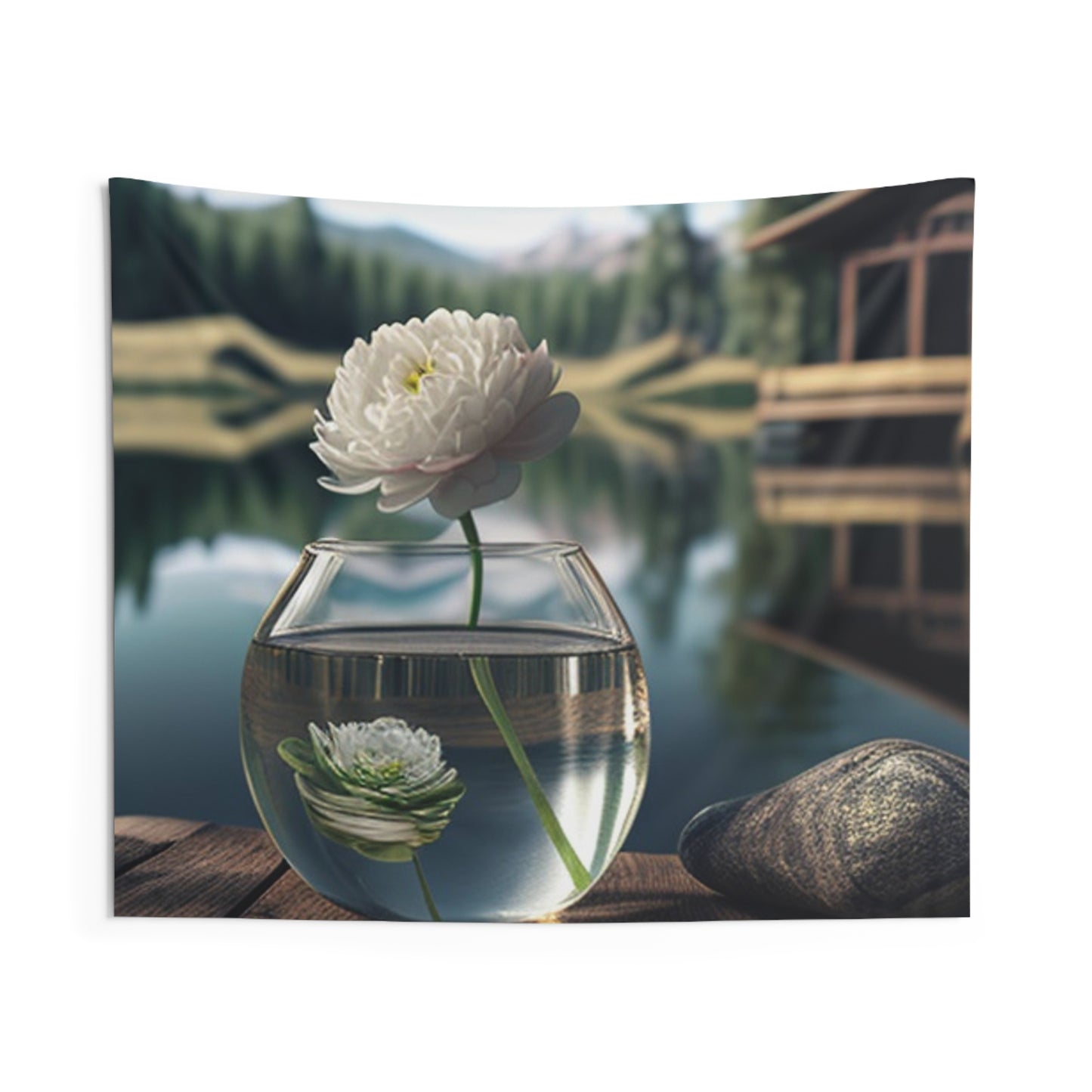 Indoor Wall Tapestries White Peony glass vase 2