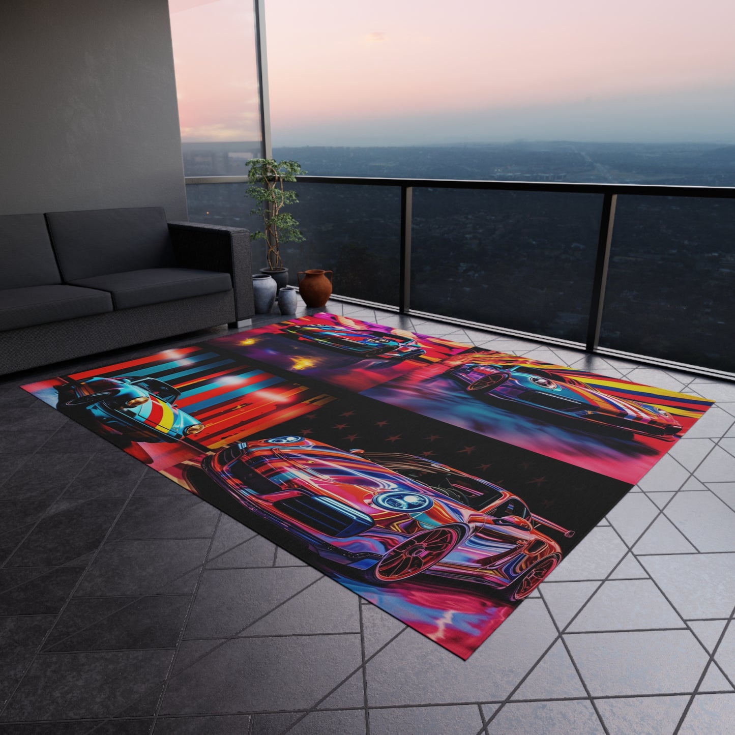 Outdoor Rug  Macro American Flag Porsche 5