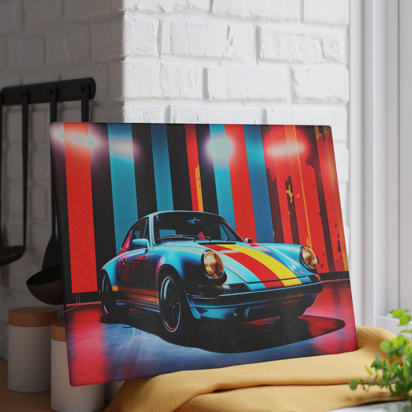 Glass Cutting Board Macro American Flag Porsche 3