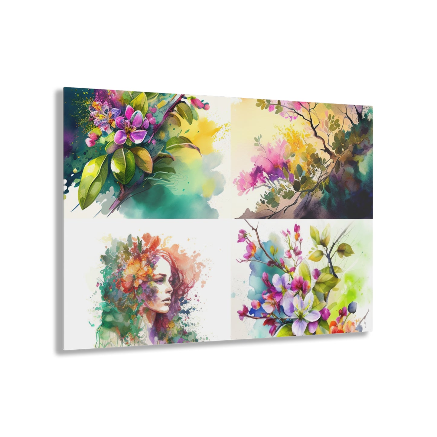 Acrylic Prints Mother Nature Bright Spring Colors Realistic Watercolor 5