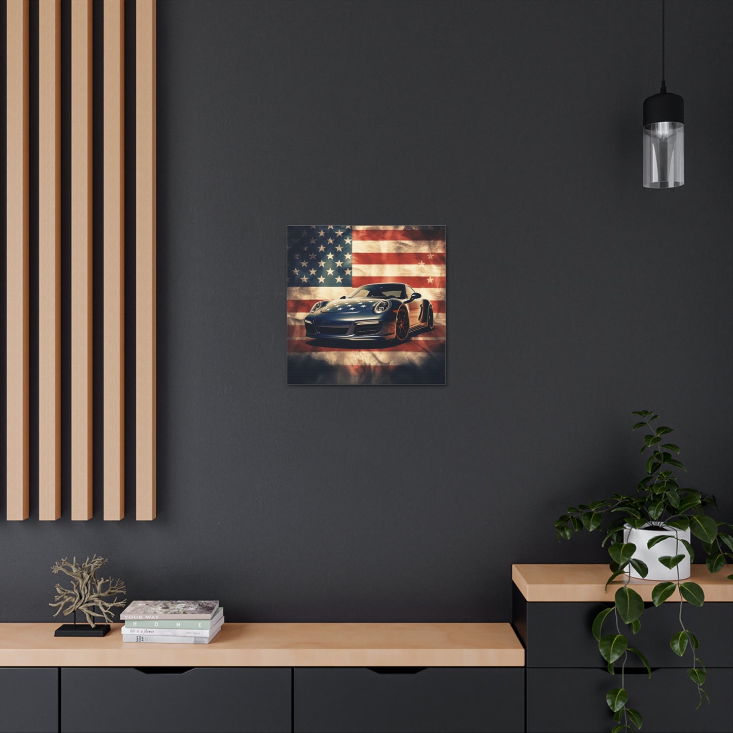 Canvas Gallery Wraps Abstract American Flag Background Porsche 3