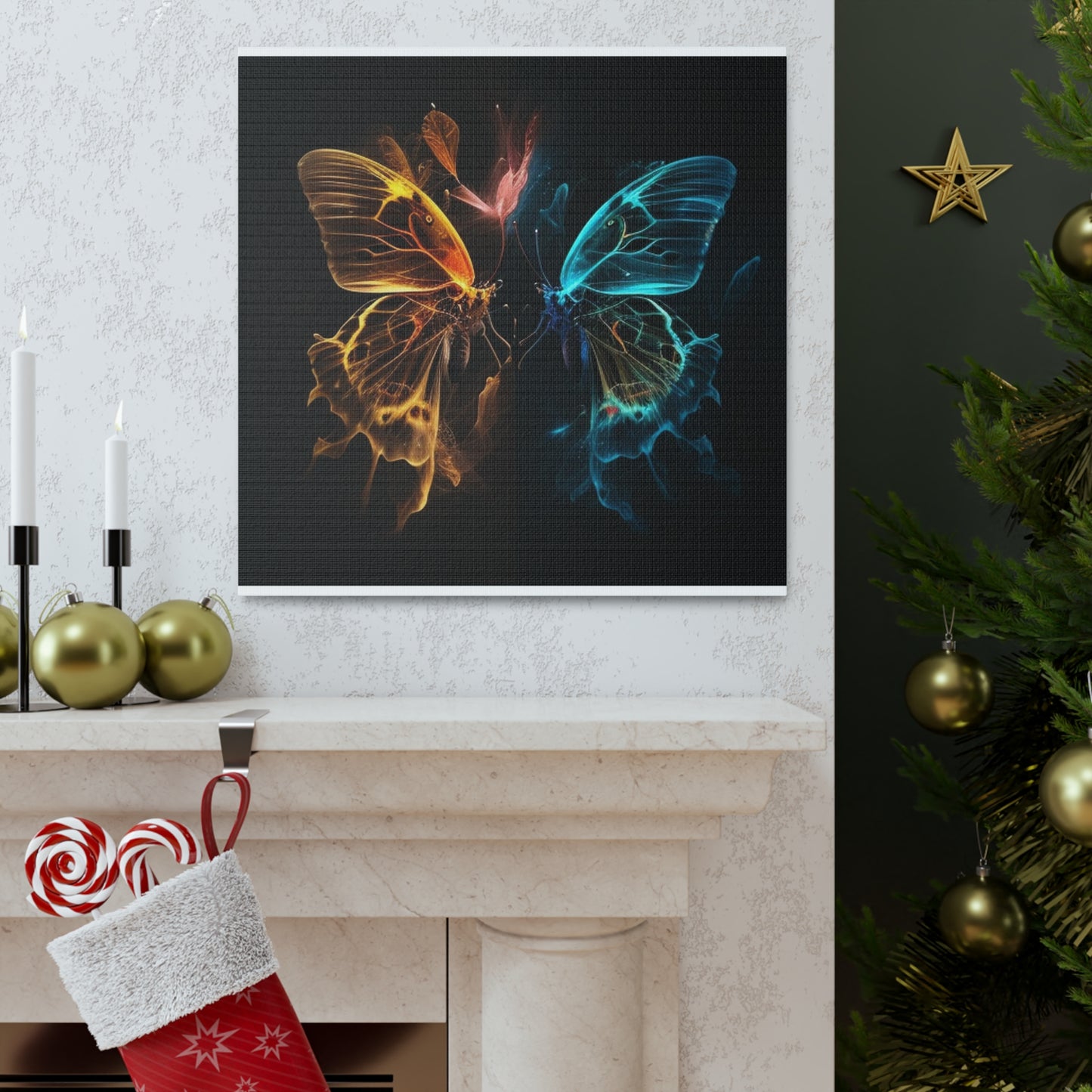 Canvas Gallery Wraps Kiss Neon Butterfly 4