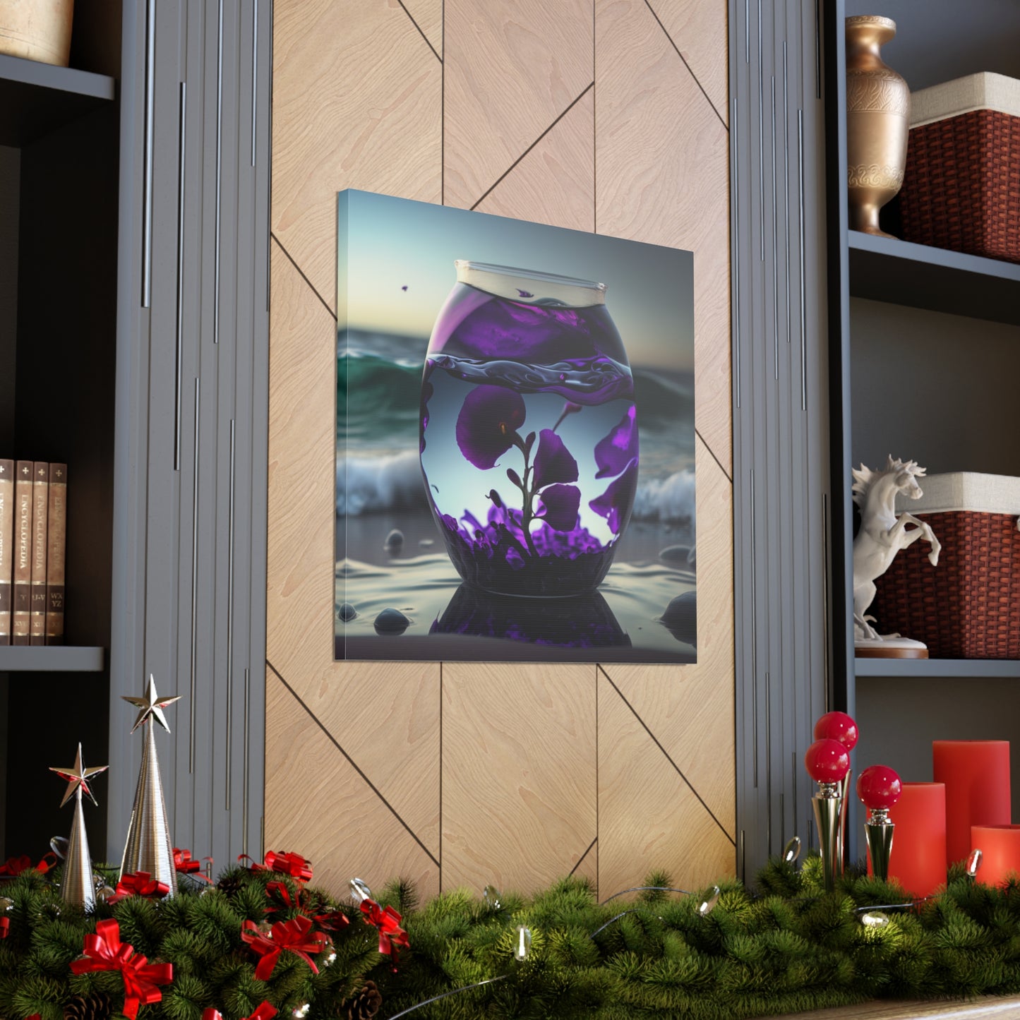 Canvas Gallery Wraps Purple Sweet pea in a vase 4