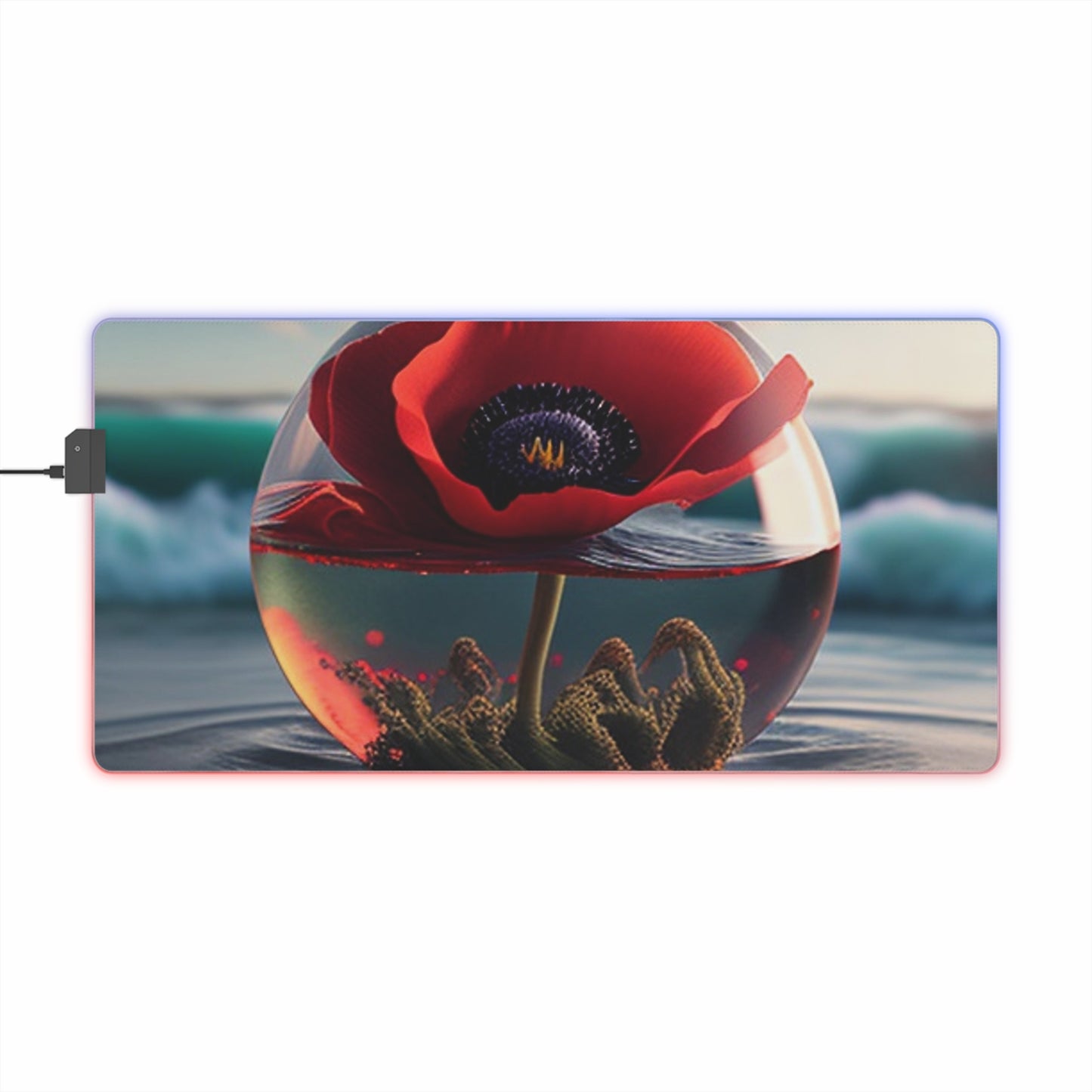 LED Gaming Mouse Pad Red Anemone in a Vase 4