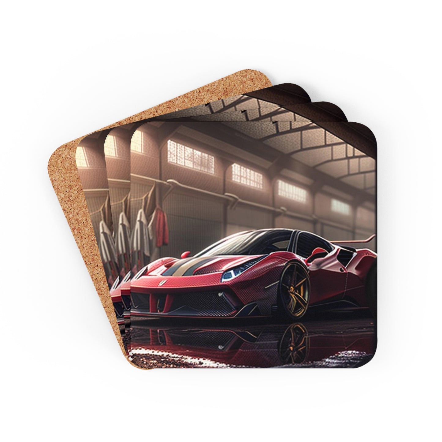 Corkwood Coaster Set Ferrari Hyper 4