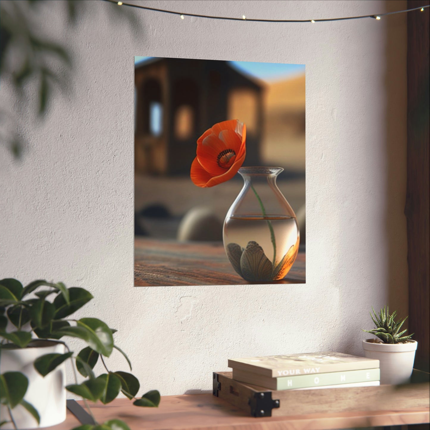 Premium Matte Vertical Posters Poppy in a Glass Vase 1