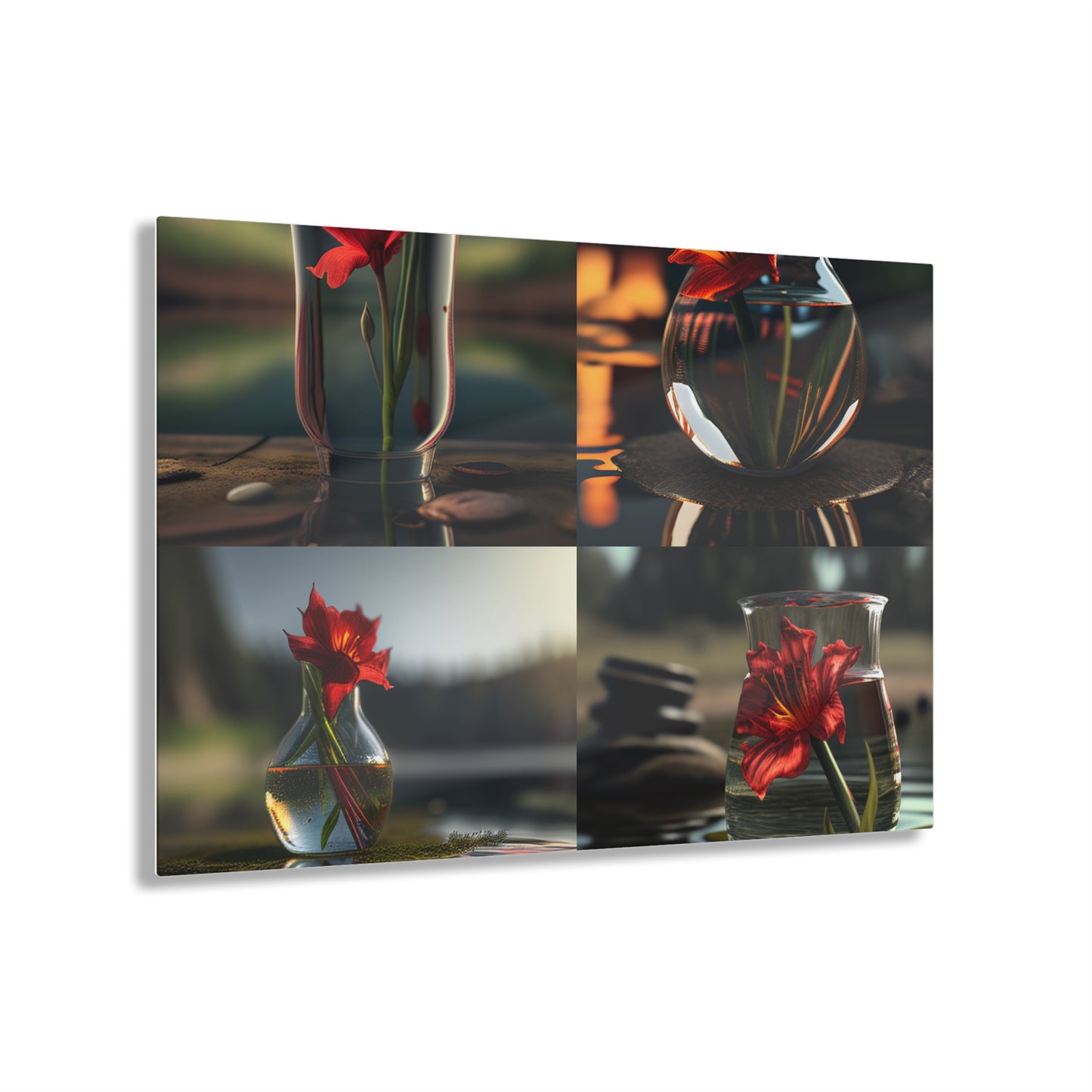 Acrylic Prints Red Lily in a Glass vase 5