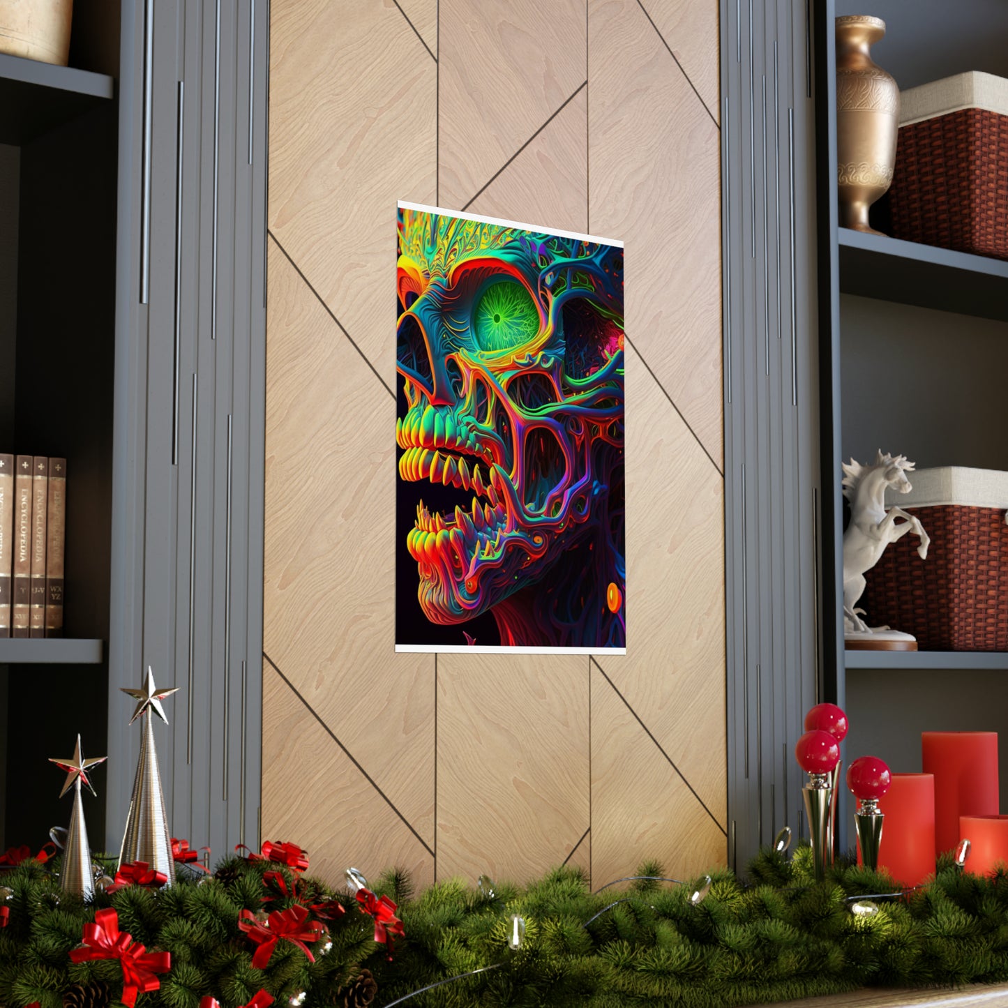 Premium Matte Vertical Posters Florescent Skull Death 1