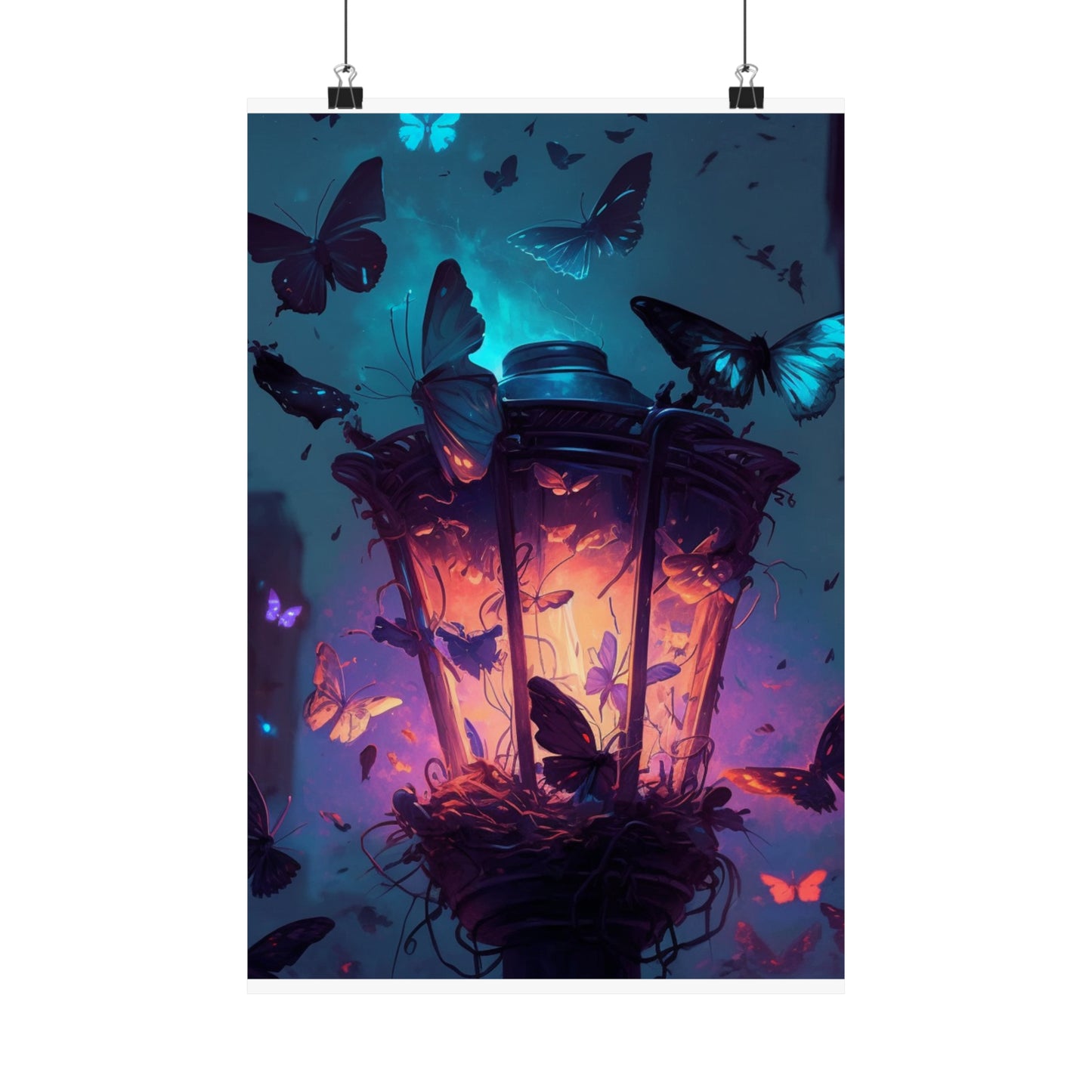 Premium Matte Vertical Posters Street Light Butterfly 3