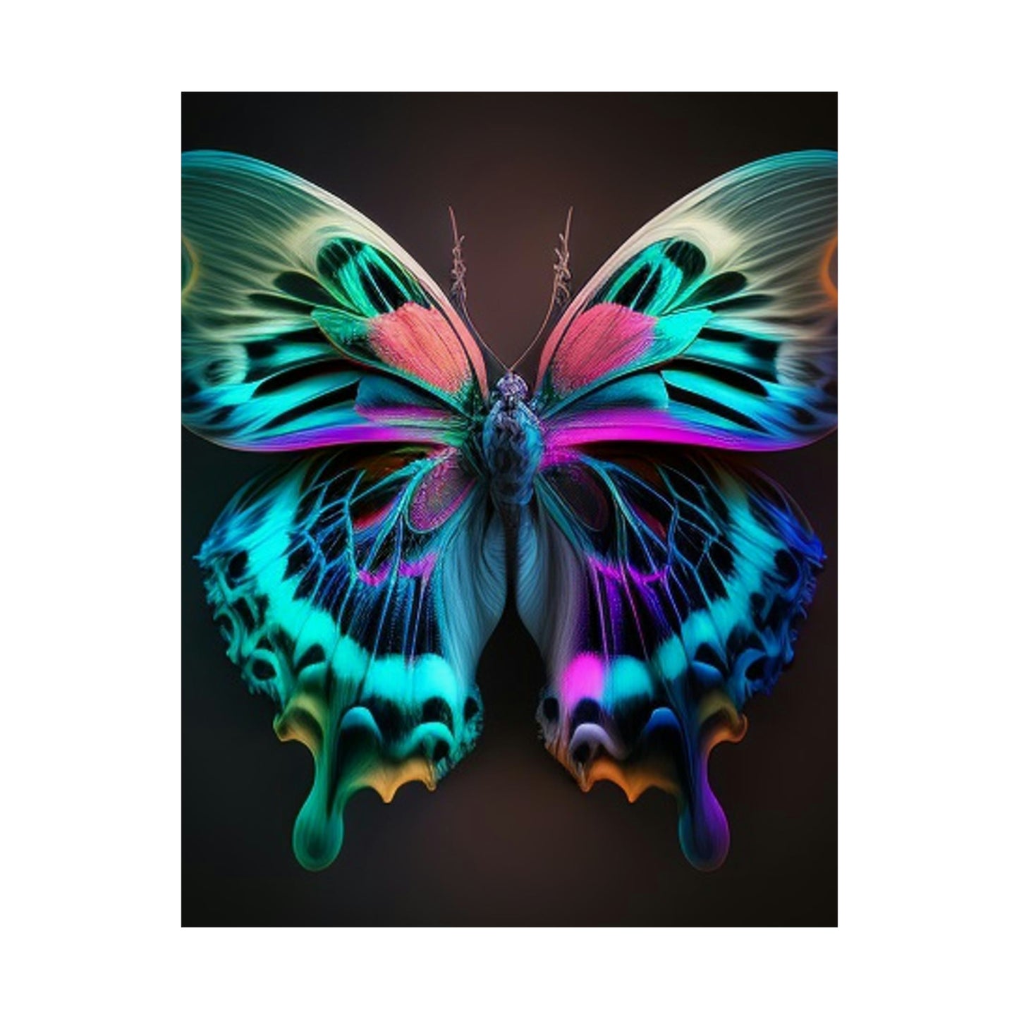 Premium Matte Vertical Posters Neon Butterfly Fusion 1