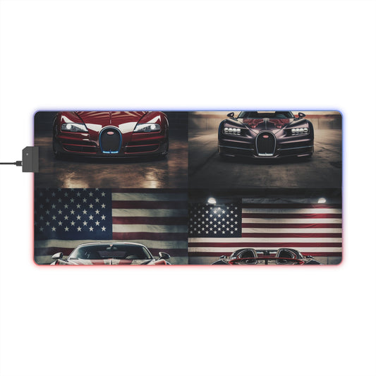 LED Gaming Mouse Pad American Flag Background Bugatti 5