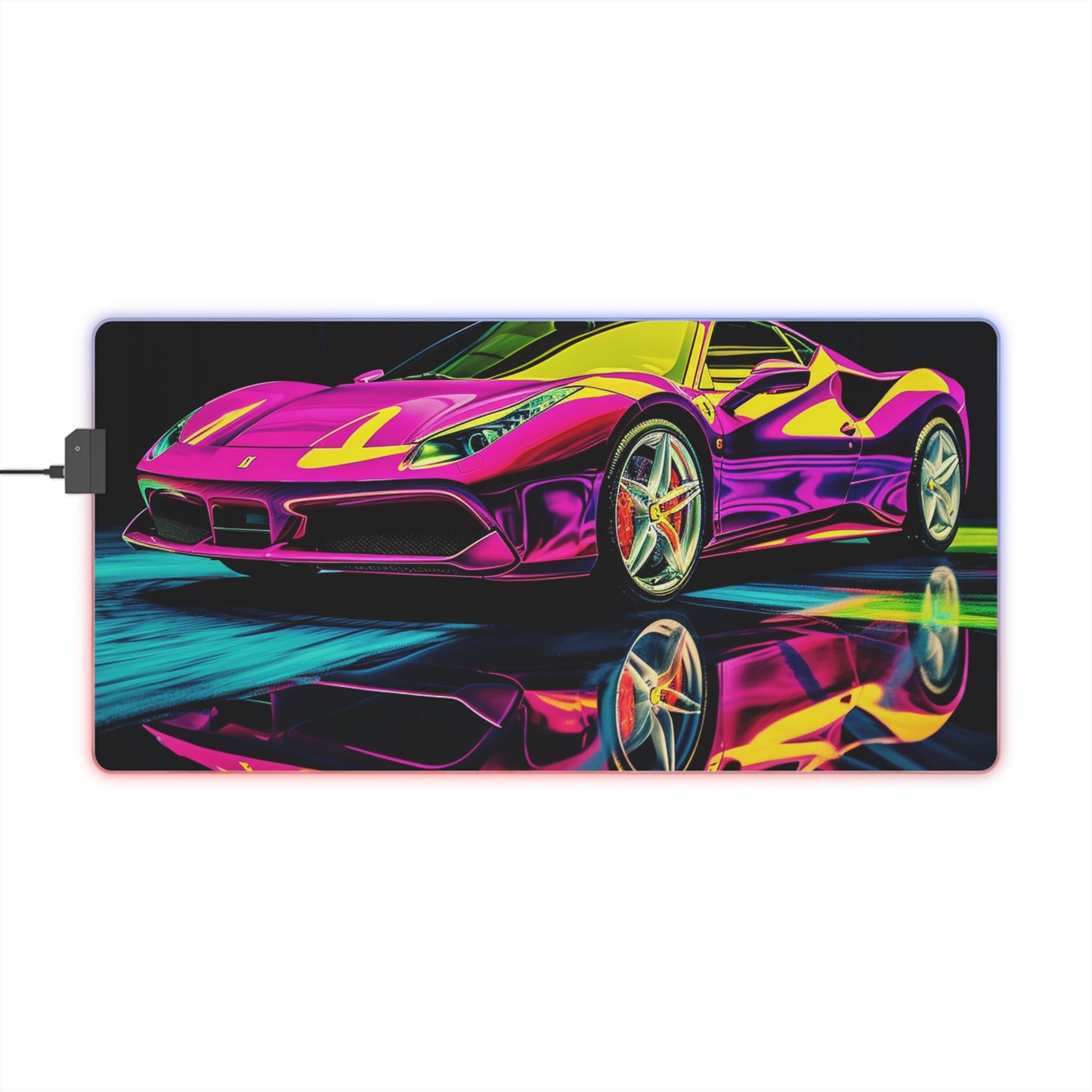 LED Gaming Mouse Pad Pink Ferrari Macro 3