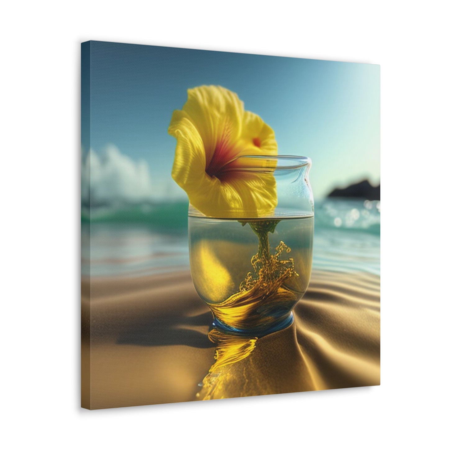 Canvas Gallery Wraps Yellow Hibiscus glass 1