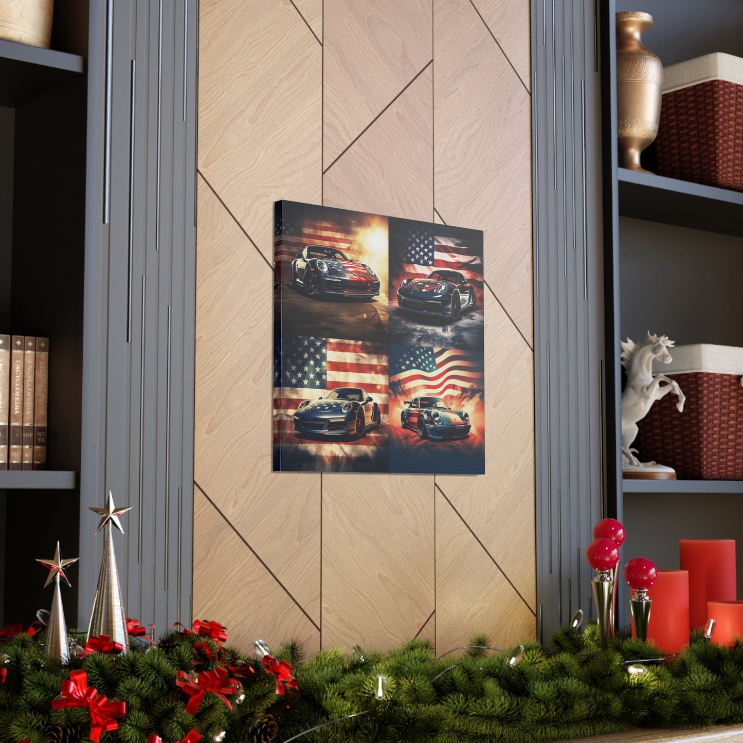 Canvas Gallery Wraps Abstract American Flag Background Porsche 5