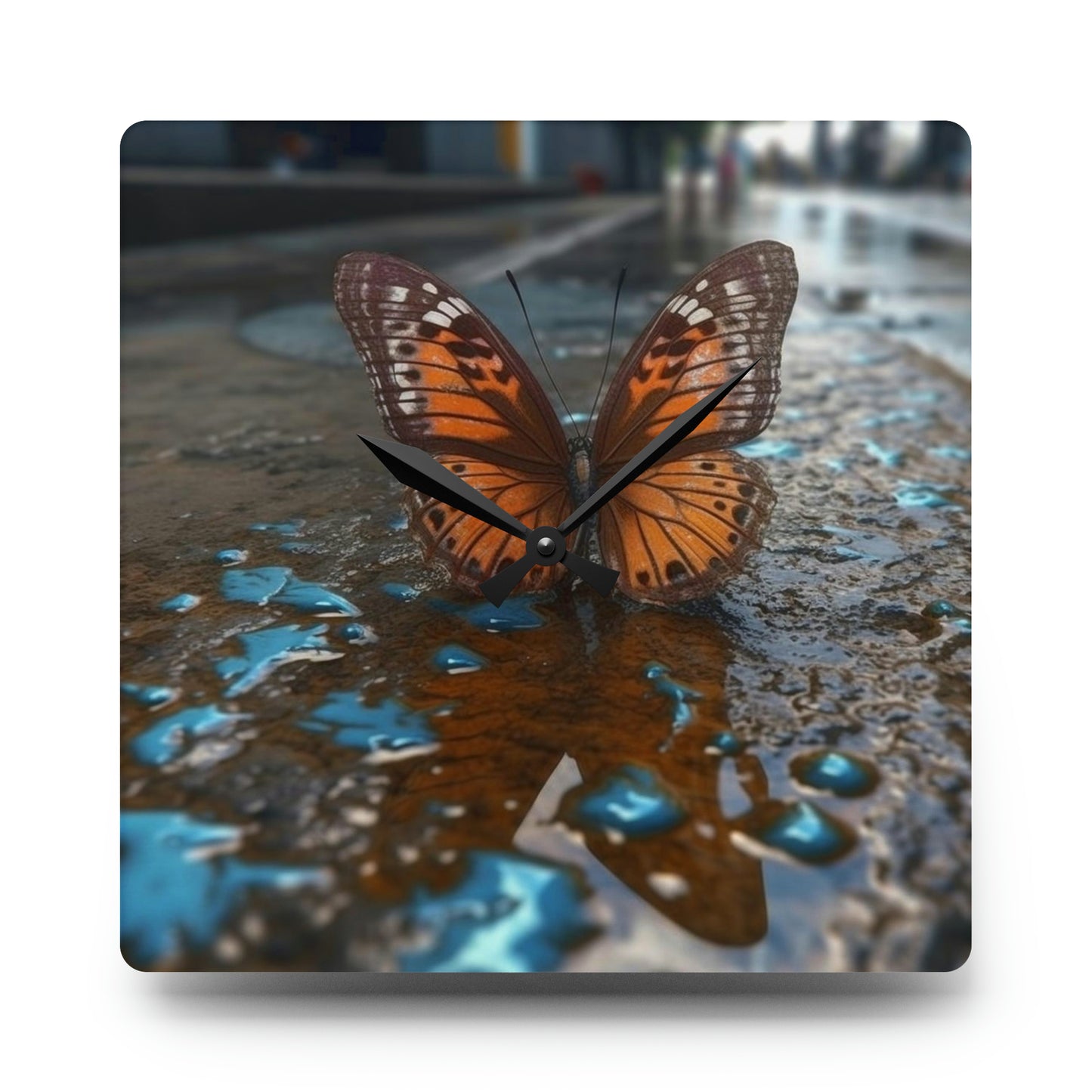 Acrylic Wall Clock Water Butterfly Street 2