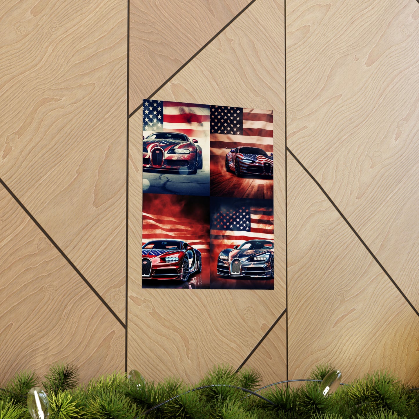 Premium Matte Vertical Posters Abstract American Flag Background Bugatti 5