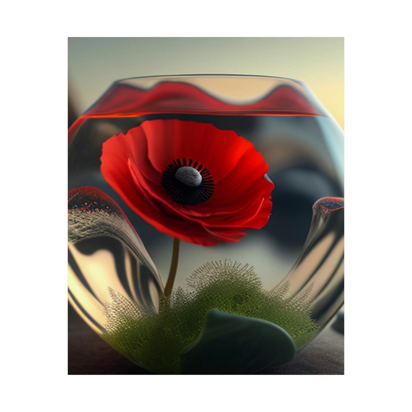 Premium Matte Vertical Posters Red Anemone in a Vase 3