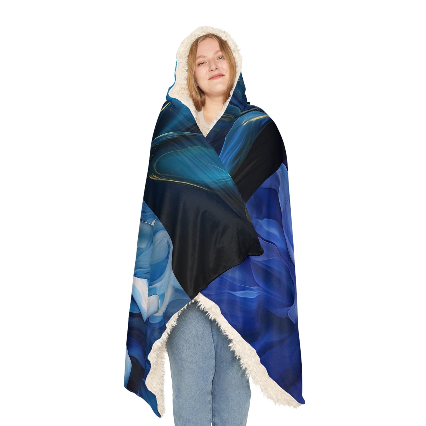 Snuggle Hooded Blanket Abstract Blue Tulip 5