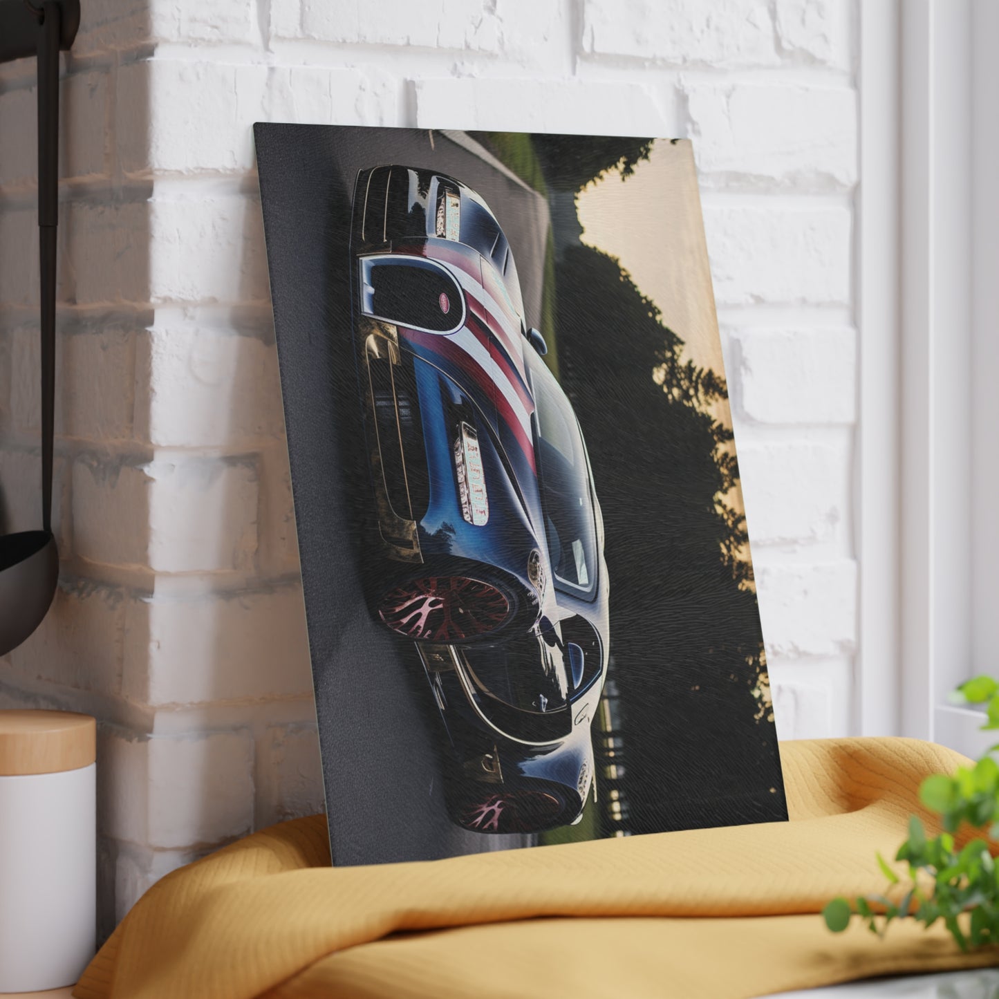 Glass Cutting Board Bugatti Flag American 1