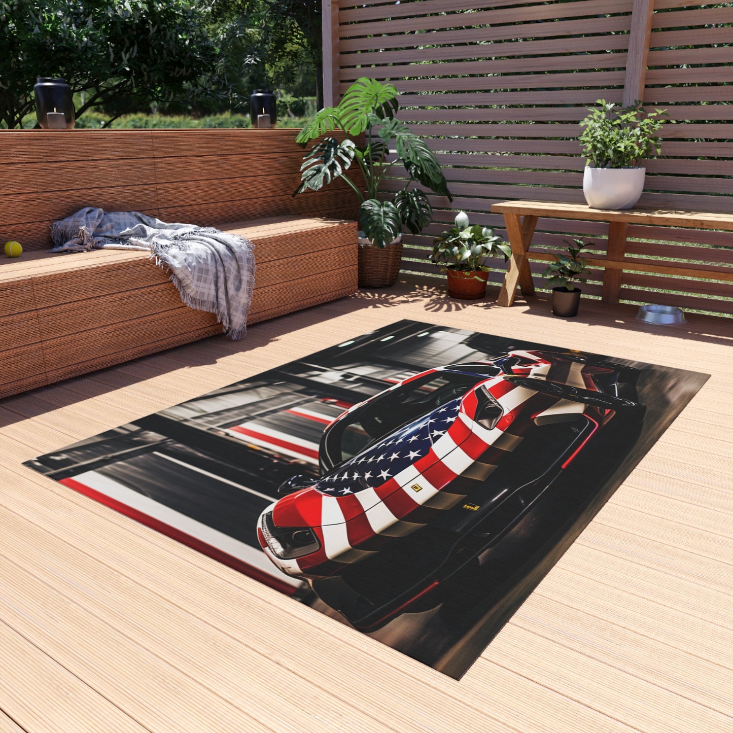 Outdoor Rug  American Flag Farrari 3