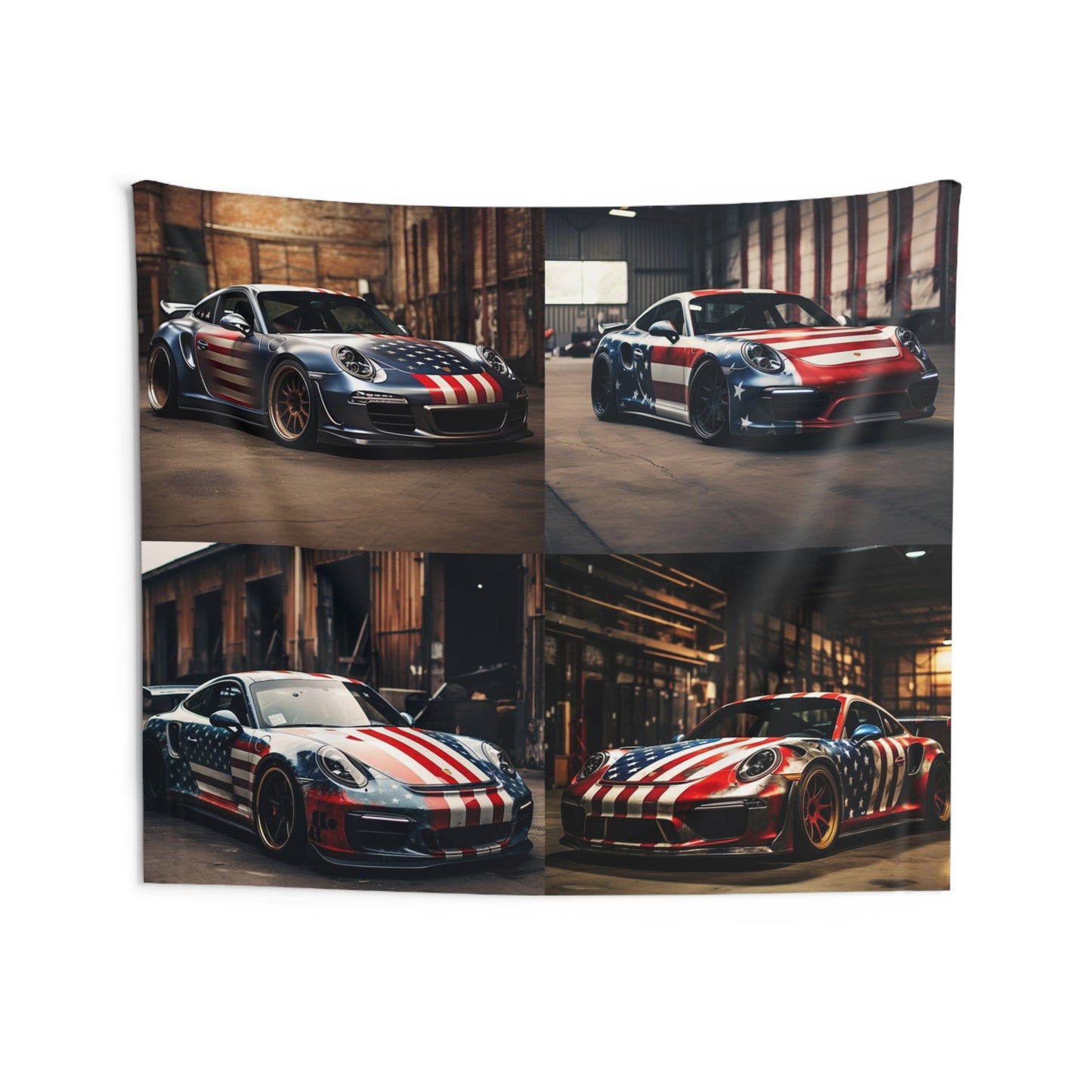 Indoor Wall Tapestries American Flag Porsche 5